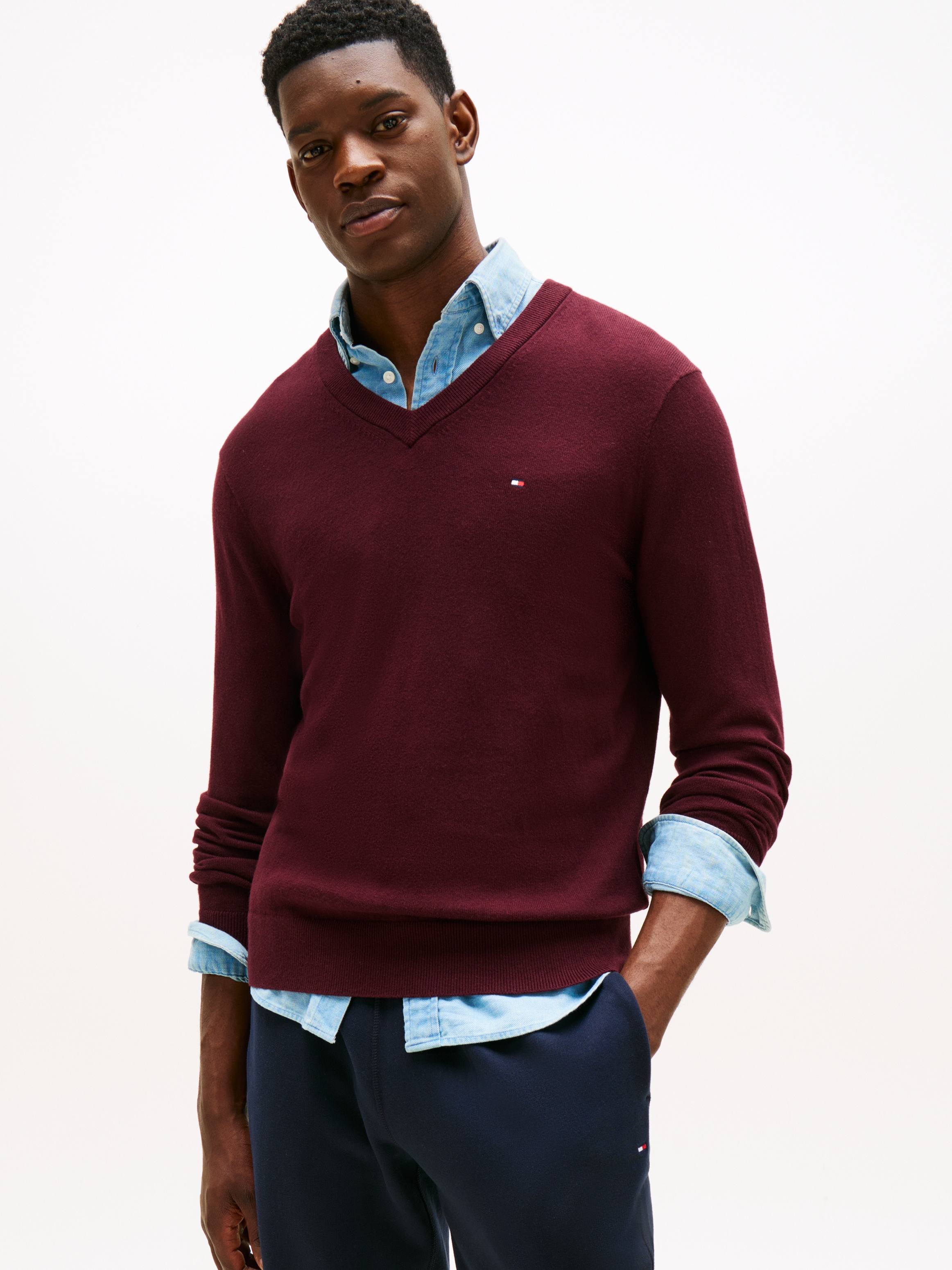 Tommy Hilfiger V-Ausschnitt-Pullover "PIMA ORG CTN CASHMERE V NECK" günstig online kaufen
