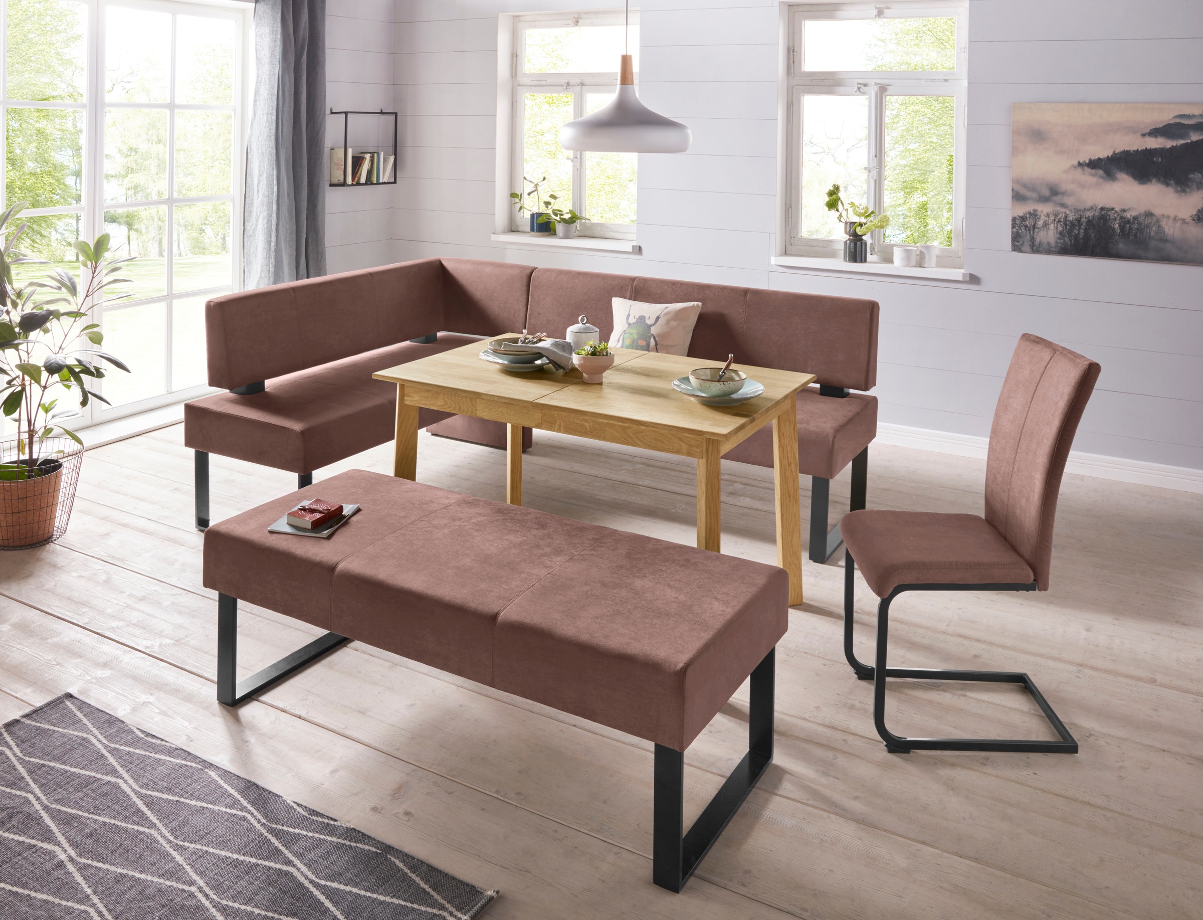 Home affaire Eckbank "Oliver mit Metallgestell, Küchenbank" verschiedene Be günstig online kaufen