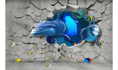 Fototapete »3D DESIGN Delfine im Ozean XXL«