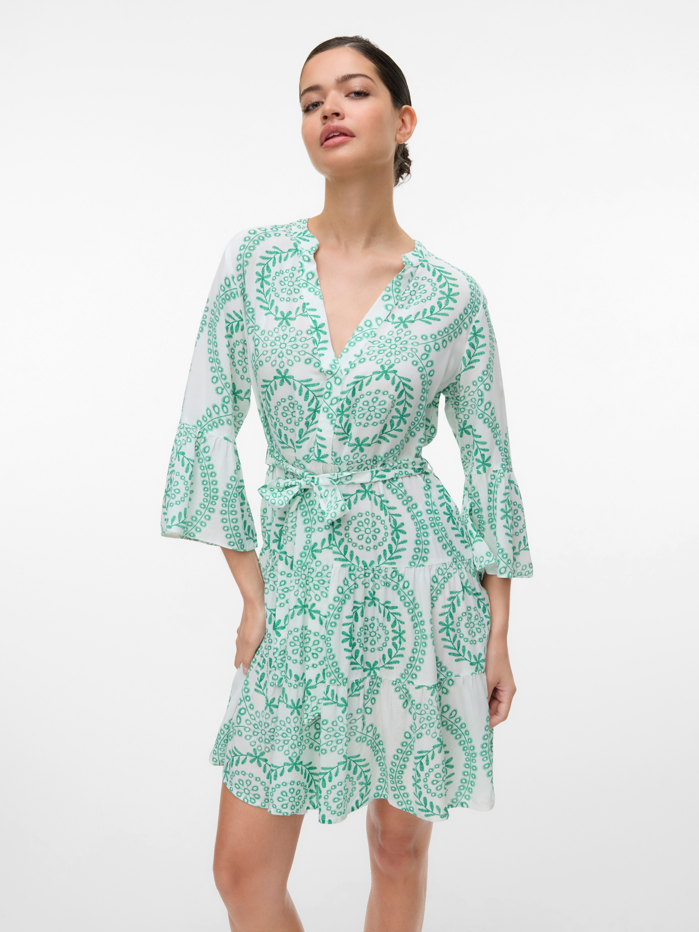 Vero Moda Tunikakleid "VMMELBA 3/4 SHORT BELT DRESS WVN GA NOOS", mit Volan günstig online kaufen