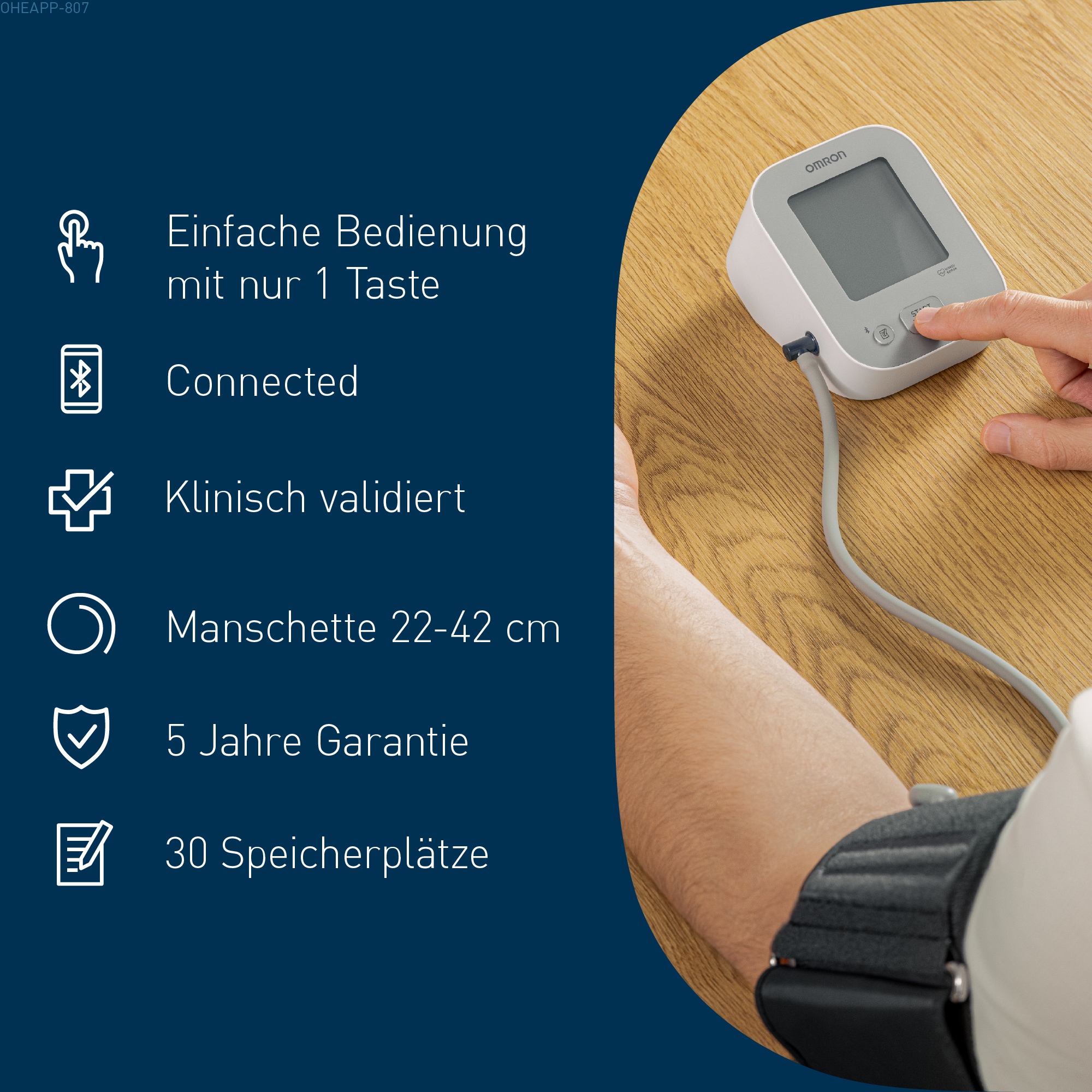 Omron Oberarm-Blutdruckmessgerät »X2+ Connect, Universalmanschette (22-42 cm), mit kostenloser App«