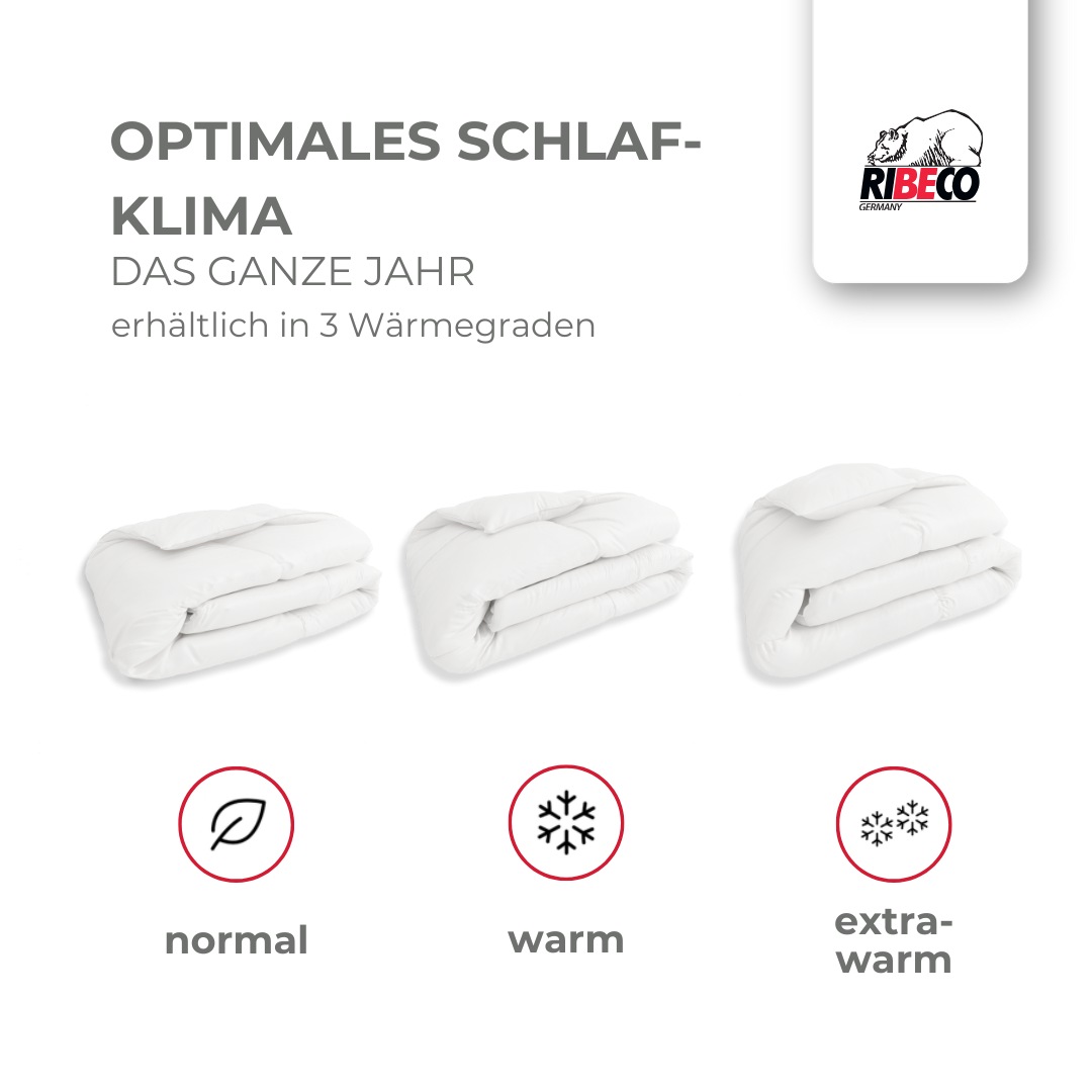 Thumbnail - RIBECO Federbettdecke "Laram, Bettdecken für Sommer oder Winter, Made in Germany" normal Füllung 90 % Federn, 10 % Daune...