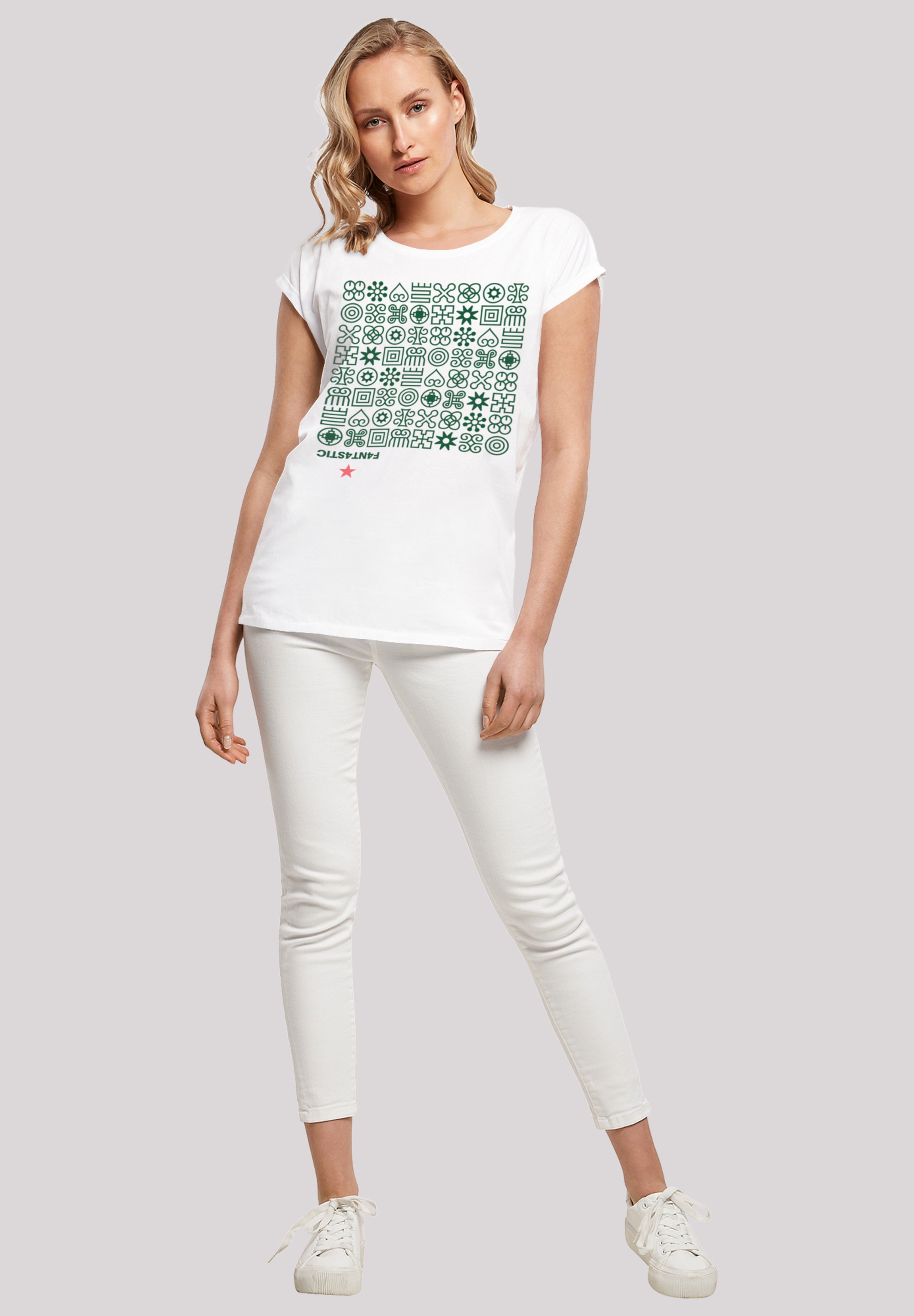 F4NT4STIC T-Shirt »Muster Grün Symbole«, Print