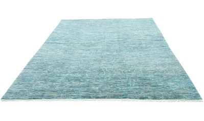 Wollteppich »Designer Teppich handgeknüpft grün«, rechteckig