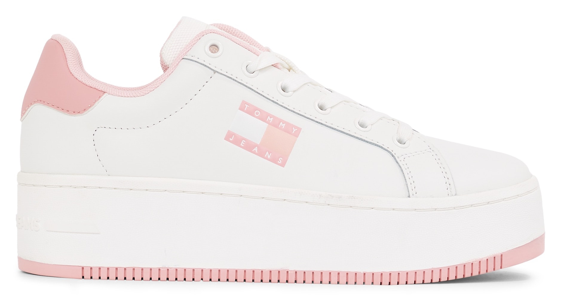 Tommy Jeans Plateausneaker »TJW FLATFORM ESS«, Freizeitschuh, Halbschuh, Schnürschuh mit gepolstertem Schaftrand