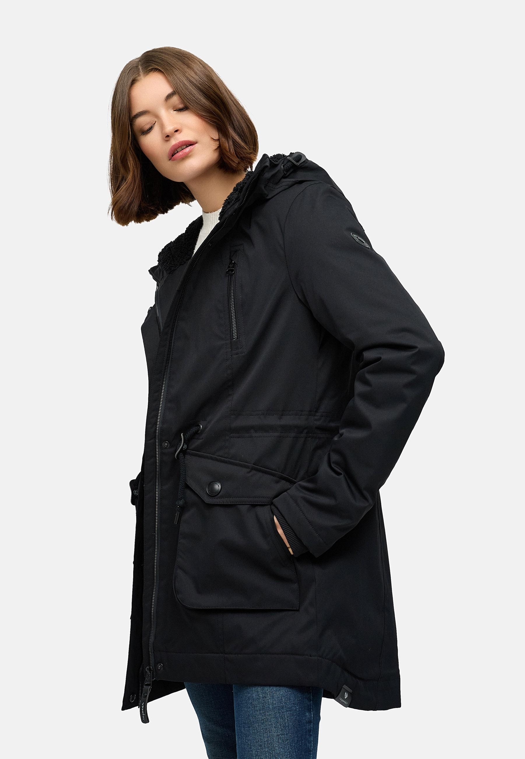 Ragwear Kurzmantel »Ellsa YOUMODO« Winterparka mit auffälligen Taillenzugkordeln und Kapuze