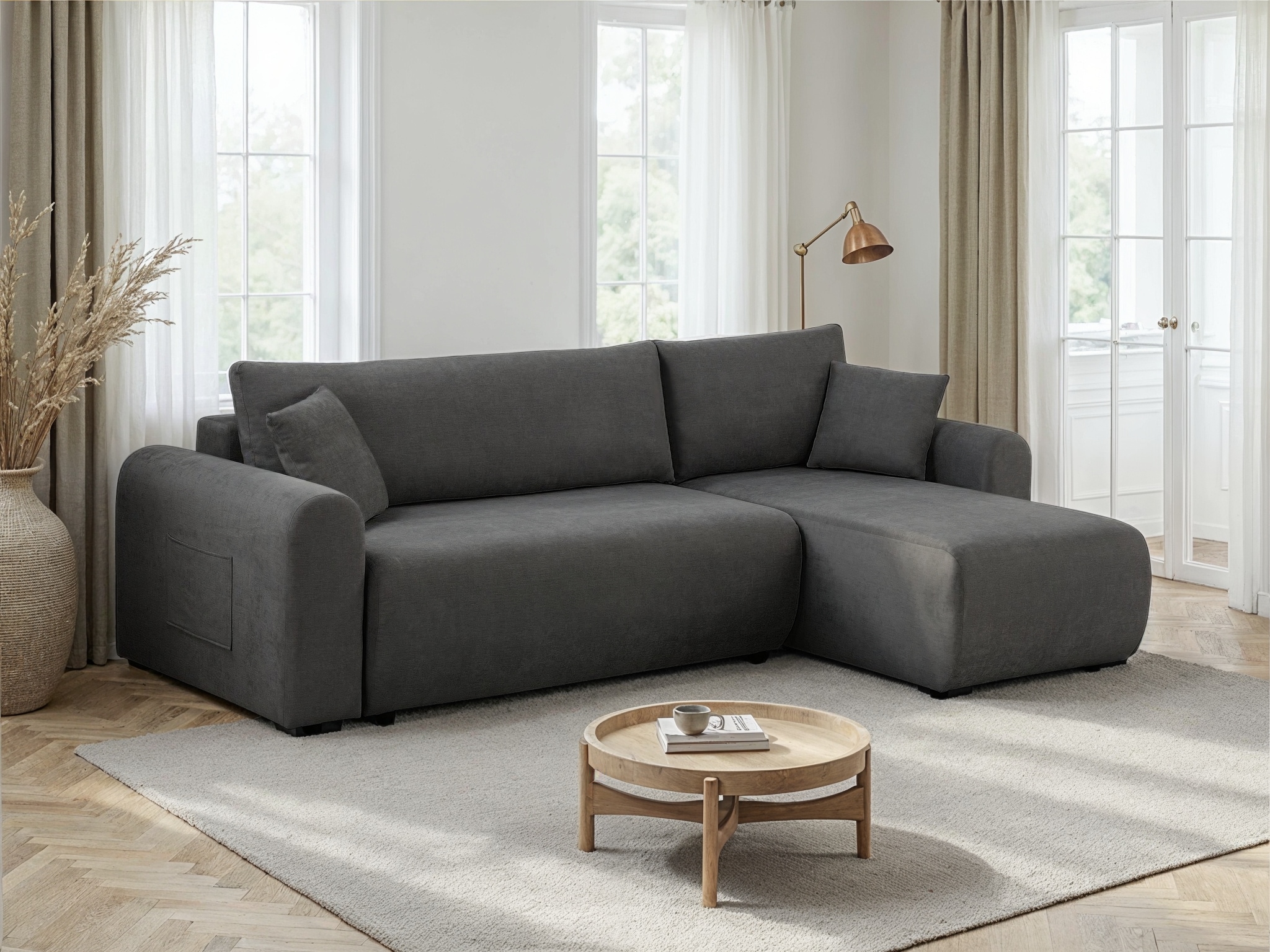 OTTO home Ecksofa "JONAA Feinstruktur L-Form, 241cm. OTTO. Verlässliche Qualität" Tonnentaschen-Federkern, Bettkasten, Schlafsofa (133/200)