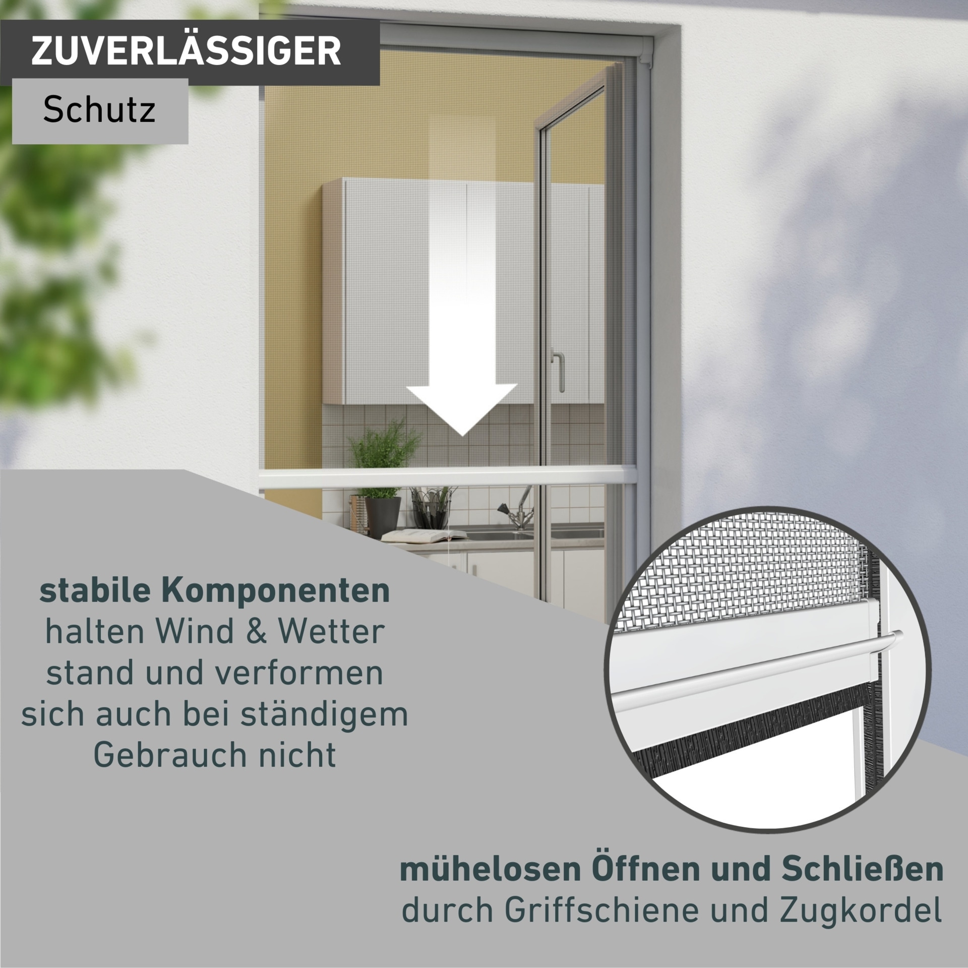 Windhager Insektenschutz-Vorhang »Basic für Fenster, Fliegengitter zum hochschieben, PVC« Packung, 1 Stk. tlg. Insektenschutz zum bohren, Rollo 130 x 160 cm, weiß