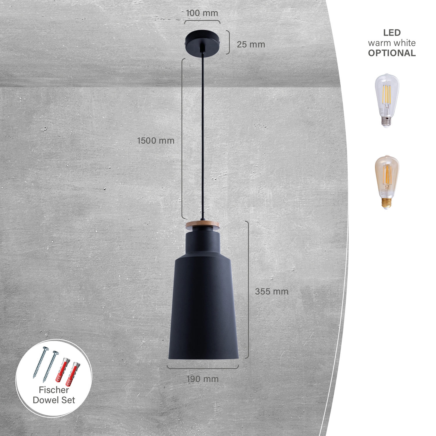 Paco Home Pendelleuchte »JACK I«, 1 flammig, Leuchtmittel E27 | ohne Leuchtmittel, Hängelampe Esszimmer Küchenlampe Esstischlampe Skandinavisch E27