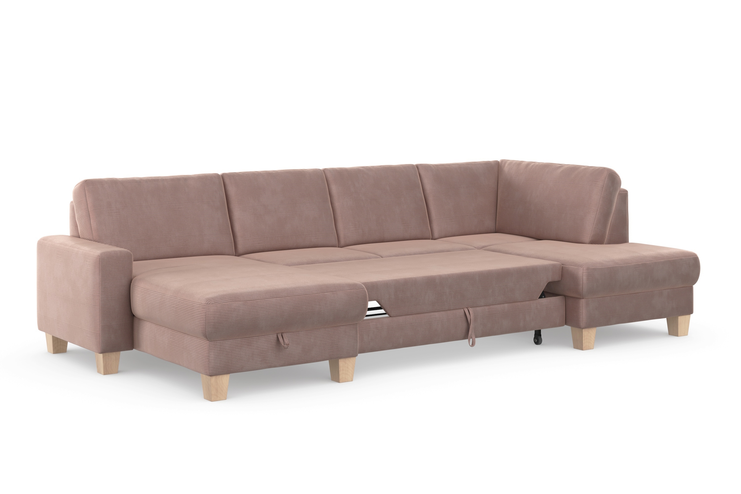 Home affaire Wohnlandschaft »Summer U-Form«, mit oder ohne Bettfunktion und Bettkasten, Cord-Bezug