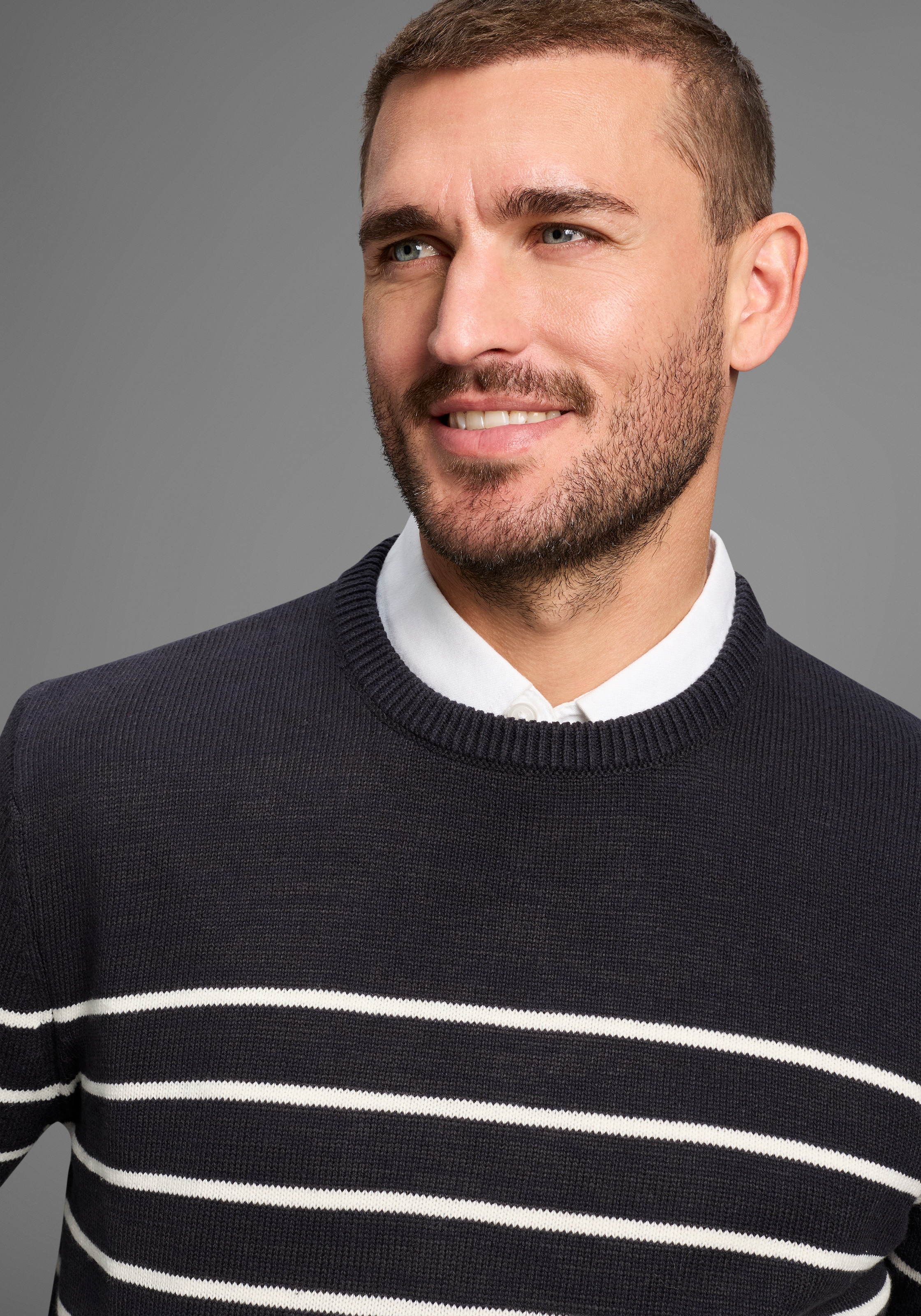 DELMAO Streifenpullover »Bis Größe 3 XL«, im maritimen Stil - NEUE KOLLEKTION
