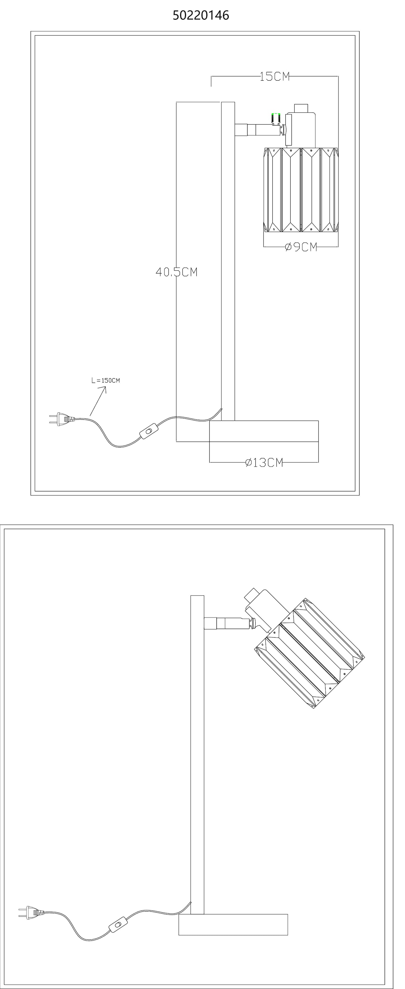 NOWA LED Tischleuchte »RUN«, 1 flammig, Leuchtmittel E14 | ohne Leuchtmittel, geeignet für E14-Fassung, Abmessungen 150x130x400