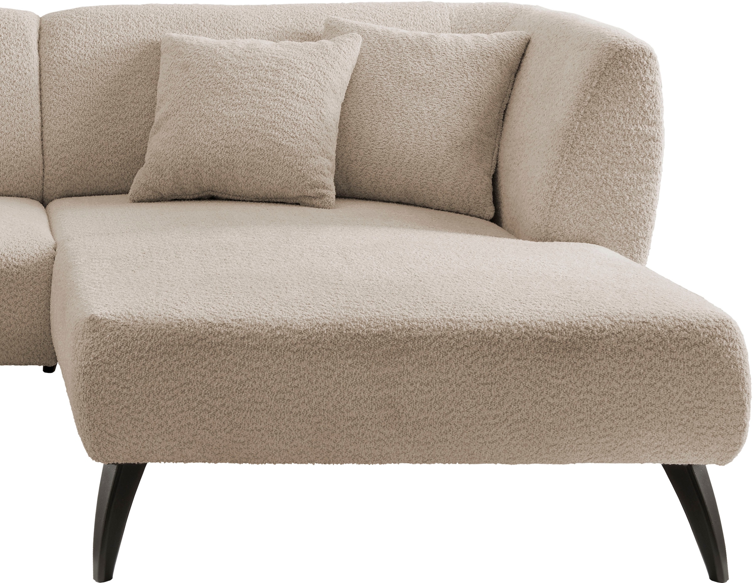 INOSIGN Ecksofa »Colori L-Form«, Holzfußfarbe wählbar, inkl. 4x Zierkissen