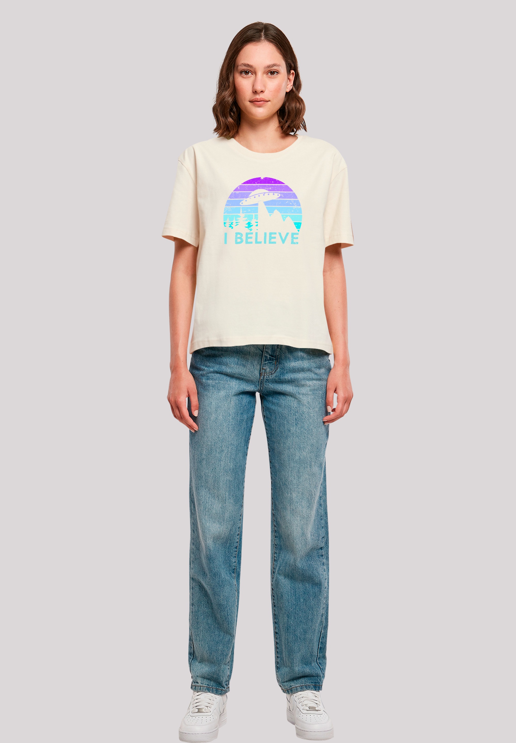 F4NT4STIC T-Shirt »I BELIEVE UFO Alien Raumschiff Retro«, Premium Qualität