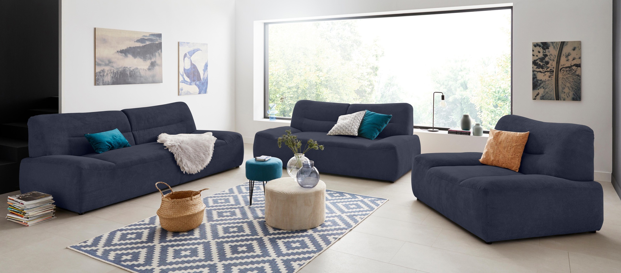 DOMO collection 2-Sitzer »Cesena modernes Sofa mit flachen Armlehnen, komfortabel«, fester Sitzkomfort, frei im Raum stellbar