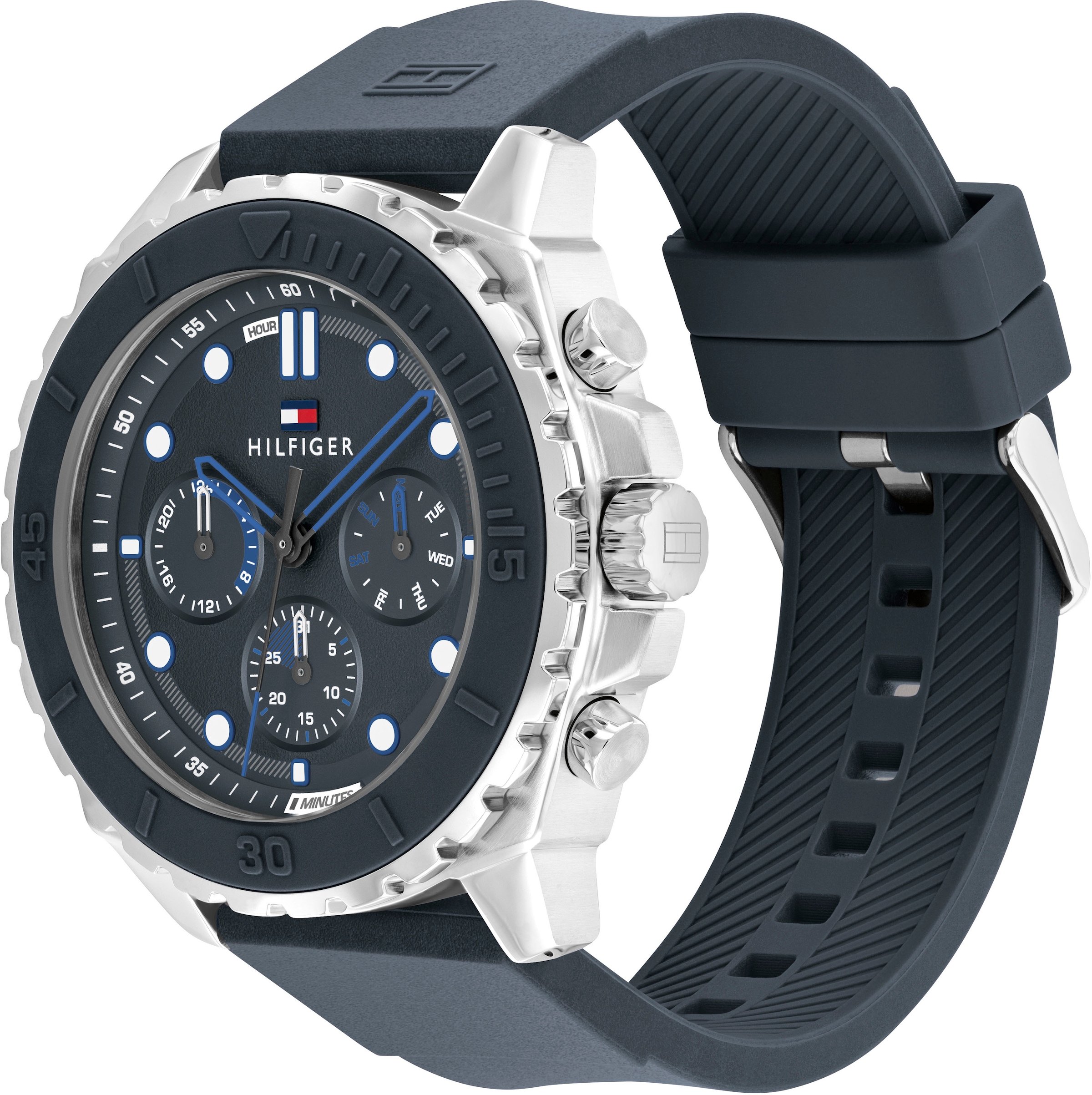 Tommy Hilfiger Multifunktionsuhr »MORGAN«, Quarzuhr, Armbanduhr, Herrenuhr, Lederarmband, analog