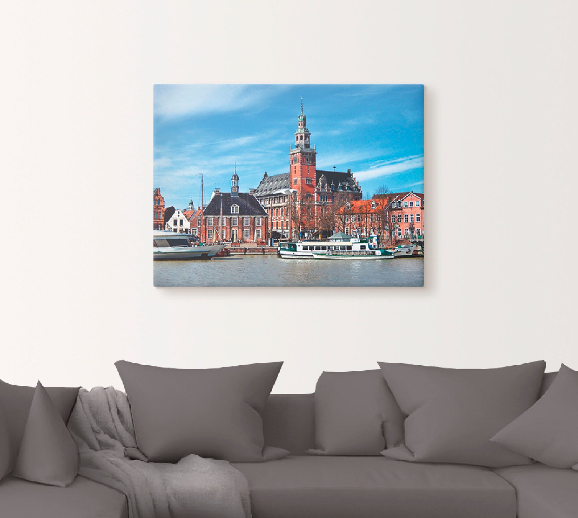Artland Poster »Leer Ostfriesland Stadtansicht«, Deutschland, (1 St.), als Leinwandbild, Wandaufkleber oder Poster in versch. Größen