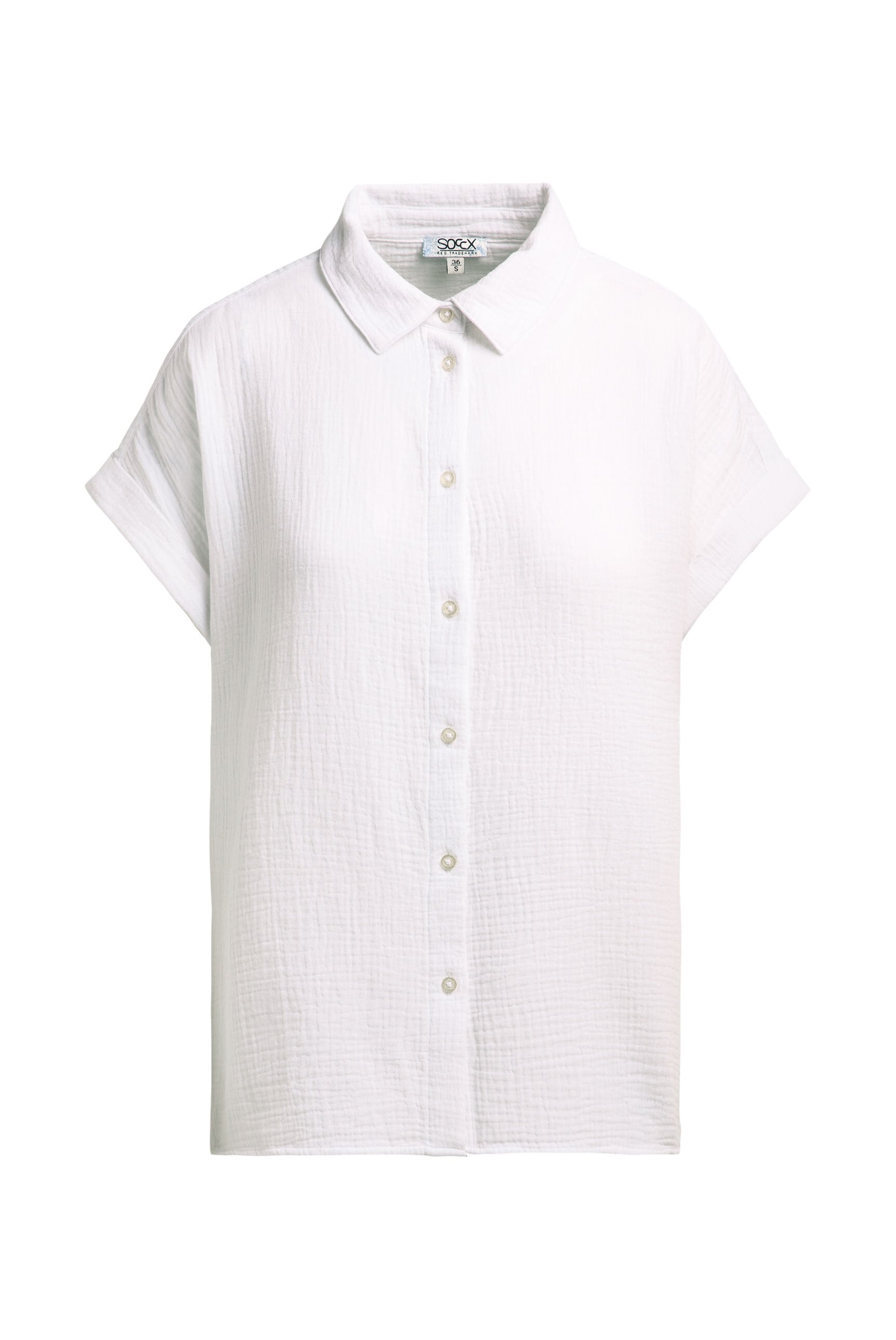 SOCCX Kurzarmbluse mit überschnittener Schulter