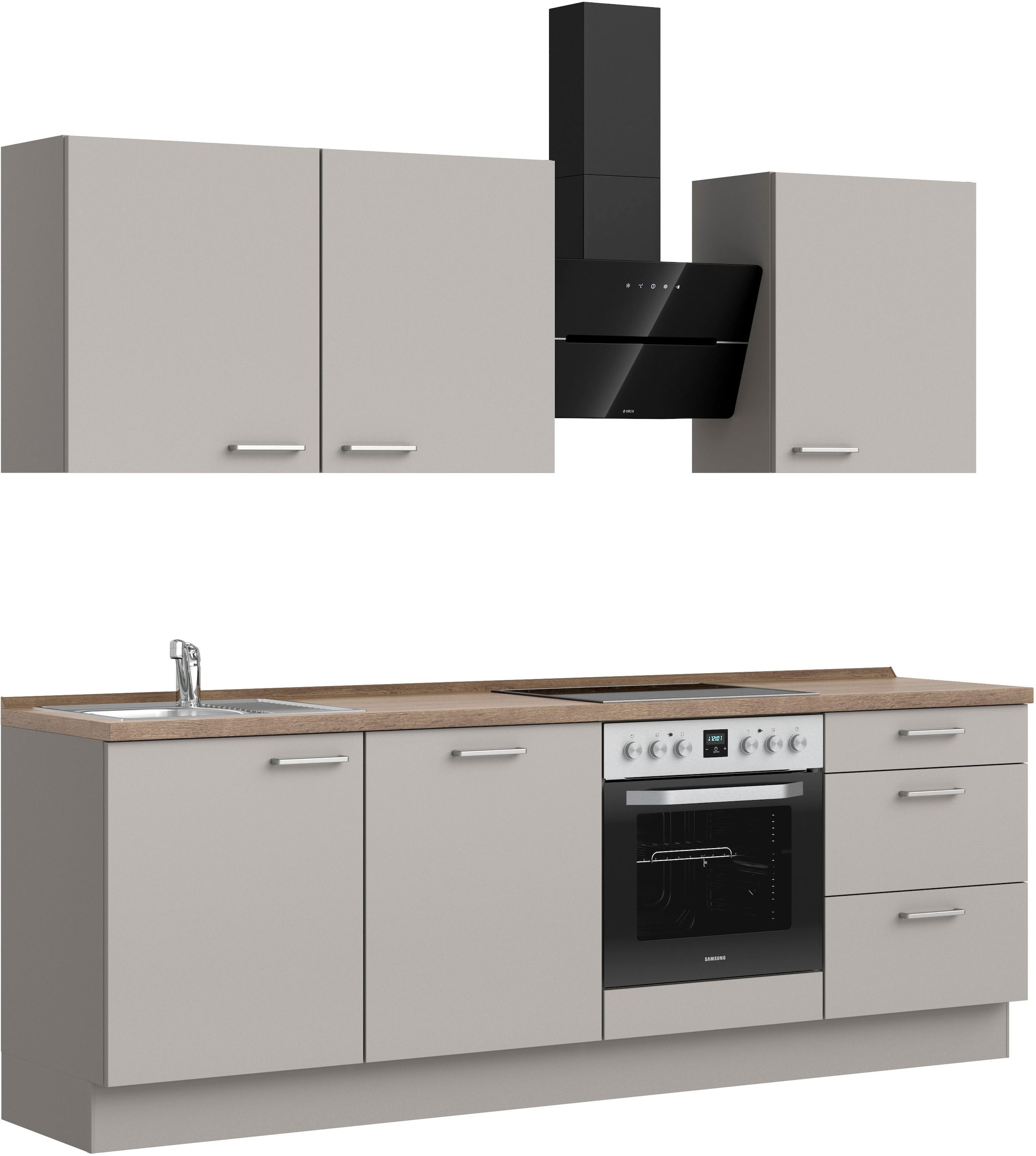 nobilia® Küchenzeile »"Touch II"«, vormontiert, Ausrichtung wählbar, Breite 240 cm, wahlw. mit E-Geräten