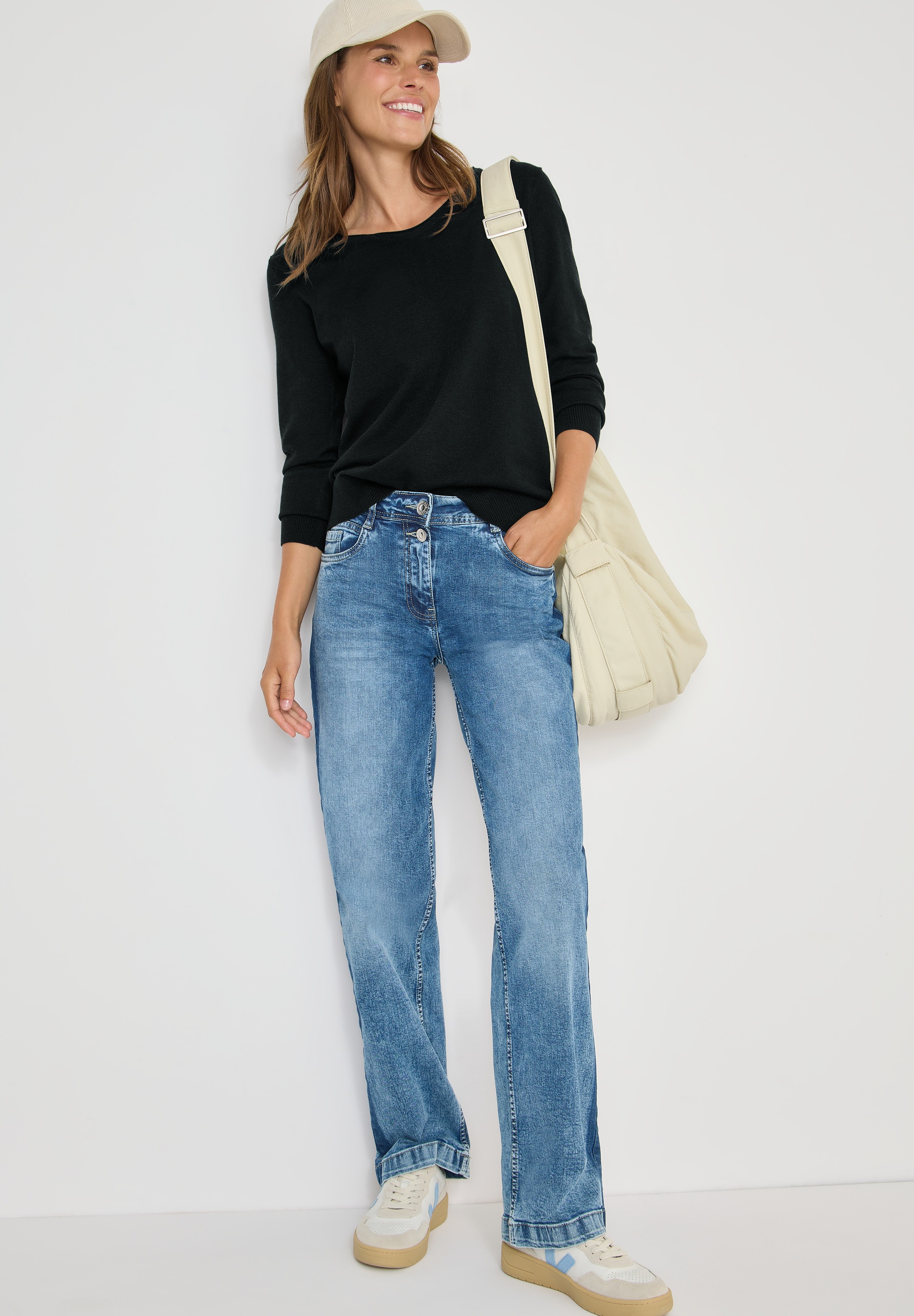 Cecil Strickpullover mit Materialmix