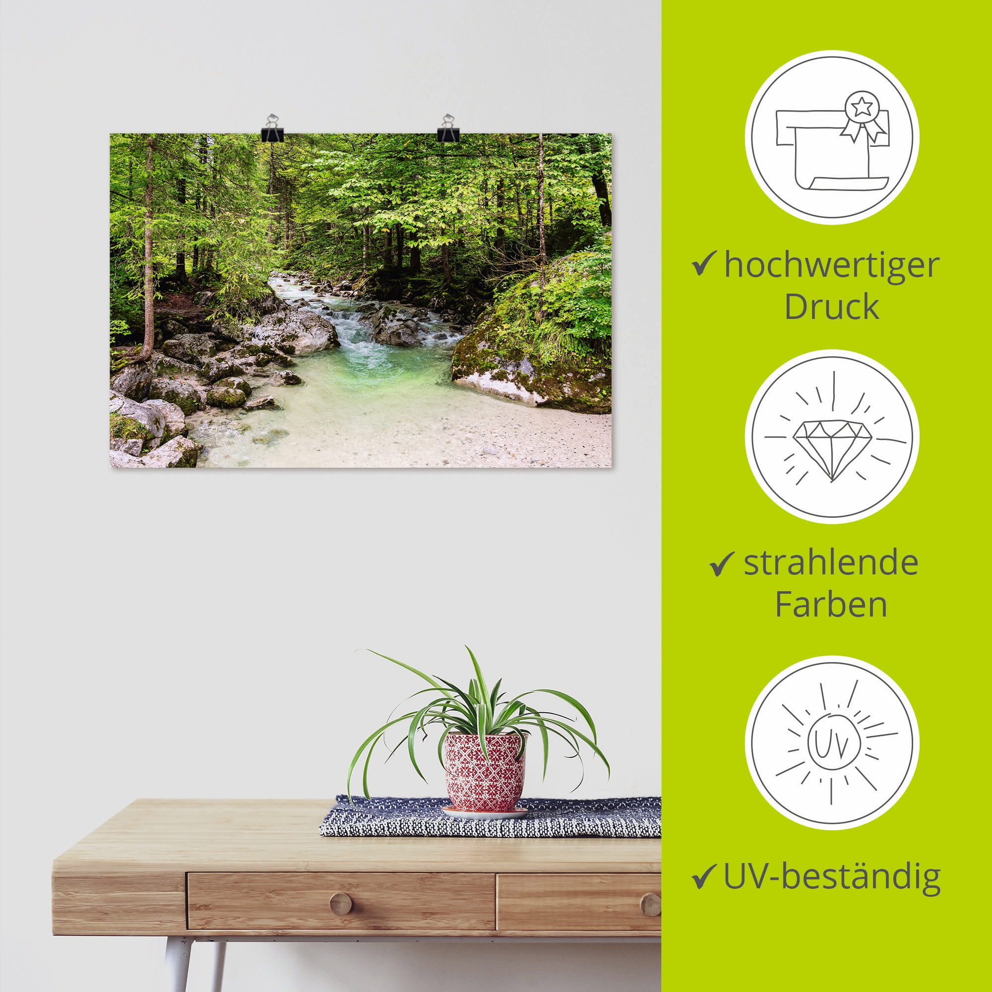 Artland Wandbild »Ramsauer Ache im Zauberwald«, Gewässer, (1 St.), als Leinwandbild, Poster in verschied. Größen