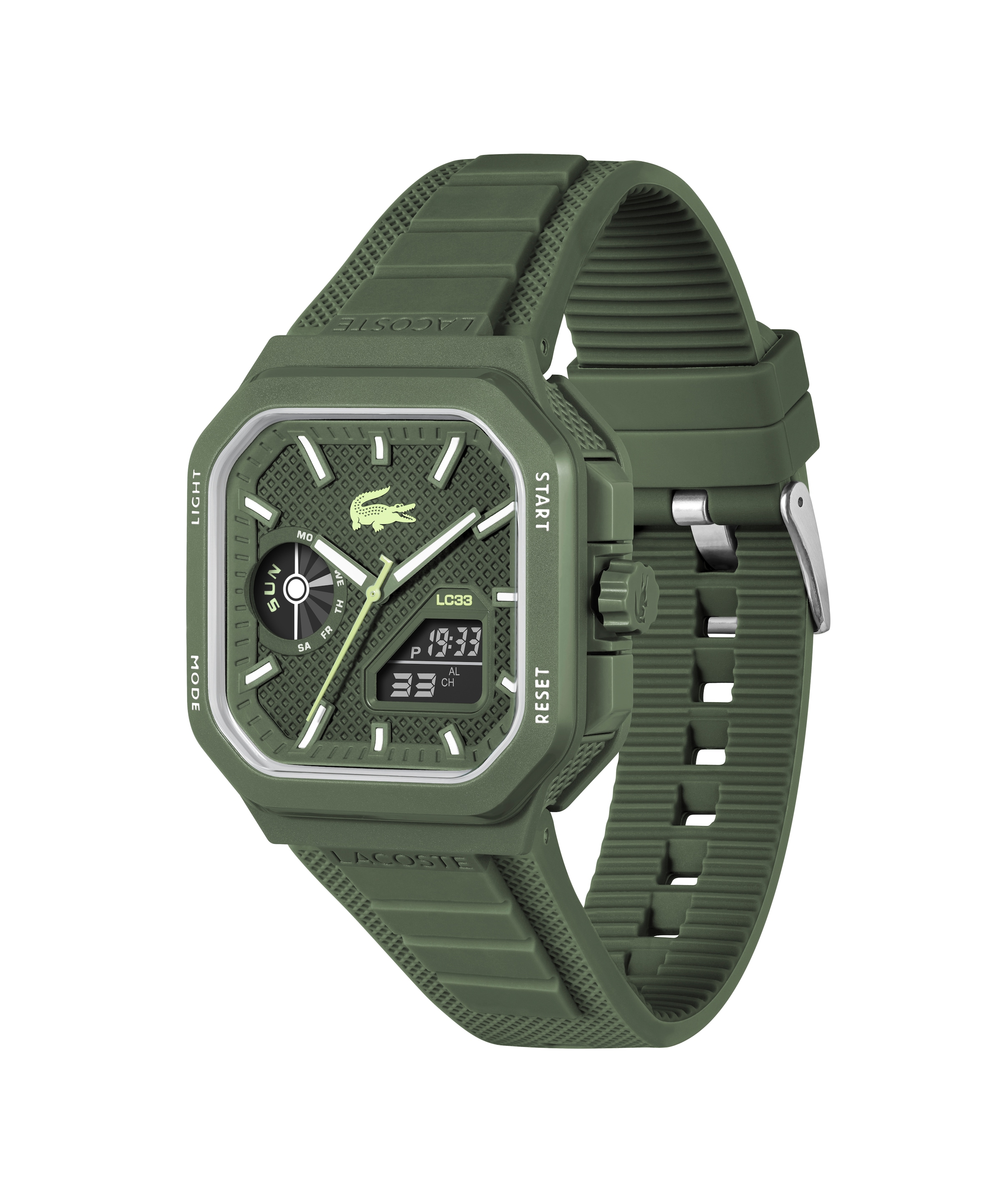 Lacoste Digitaluhr »LC33 SQUARE« Quarzuhr, Armbanduhr, Herrenuhr, Silikonarmband, digital, analog