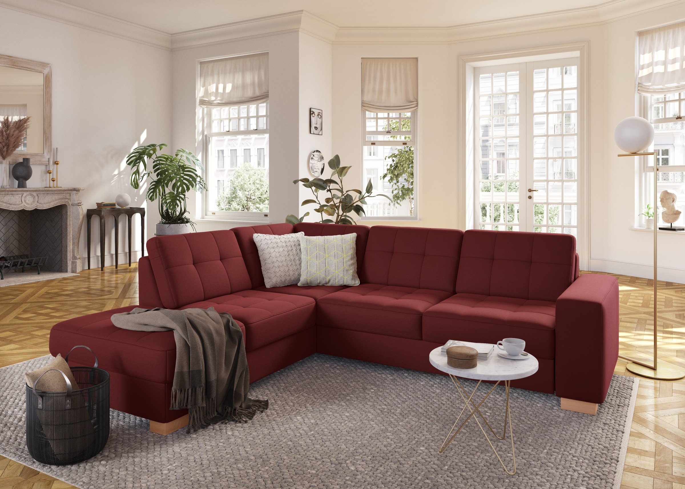sit&more Ecksofa »Quincy L-Form«, wahlweise mit Bettfunktion und Bettkasten