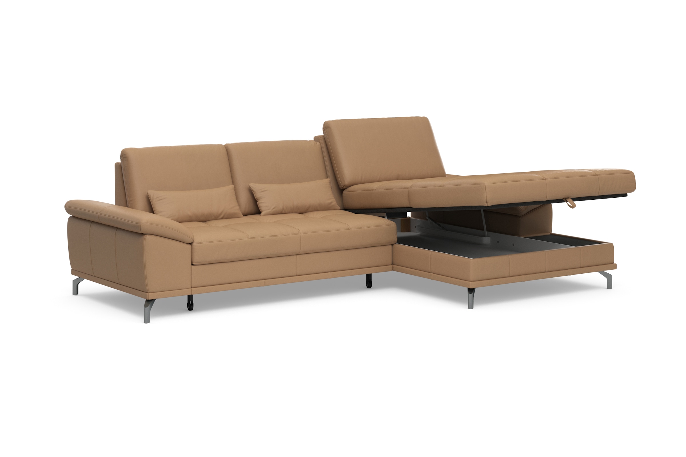 Places of Style Ecksofa Costello, mit Sitztiefenverstellung und Armlehnfunktion, incl. 3 Nierenkissen