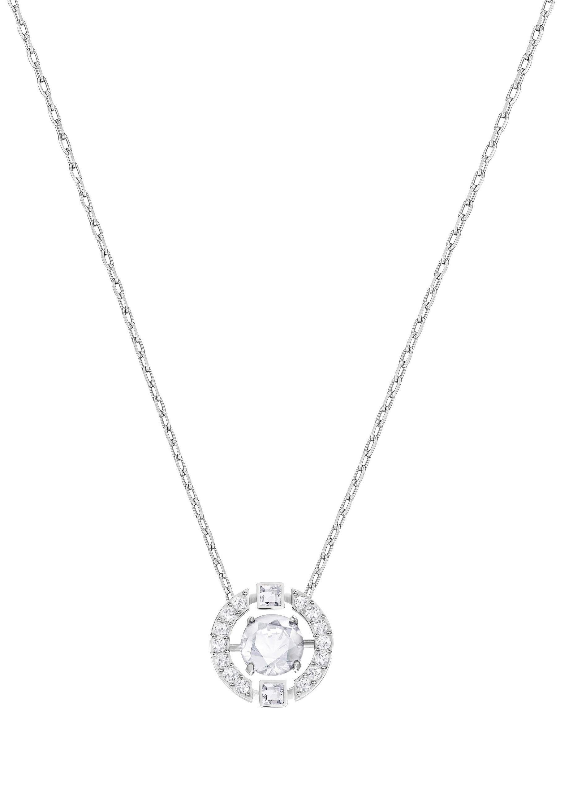 Kette mit Anhänger SWAROVSKI "Una Sparkling Dc", silber (metallfarben, kristallweiß), Halsketten, Damen, Metall, L: 43, mit Swarovski Kristall 3