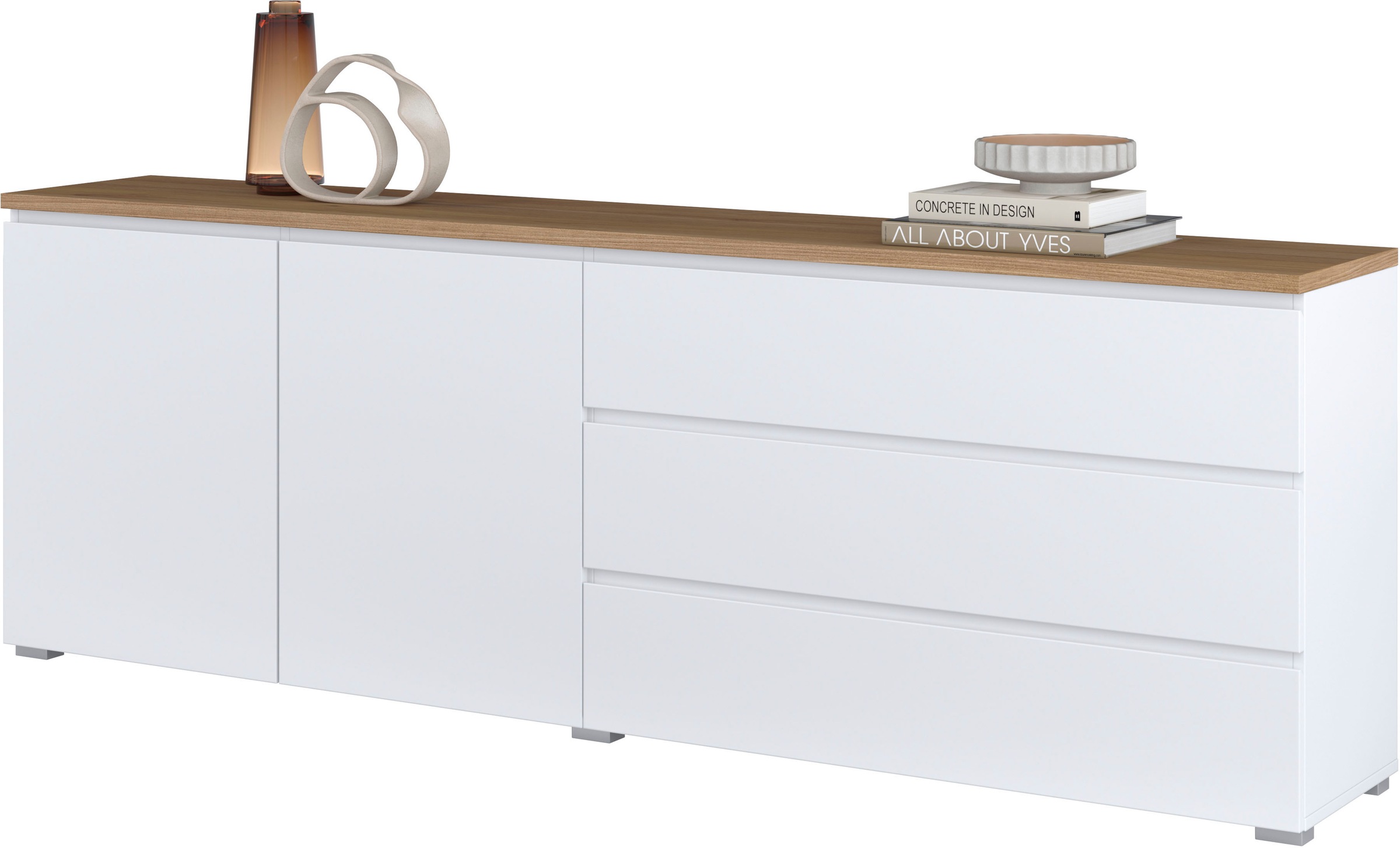 INOSIGN Sideboard »Modo, Breite 200 cm, moderne grifflose Kommode 2Türen/3 SK«, Schubladenkommode mit viel Stauraum, Einlegeböden verstellbar
