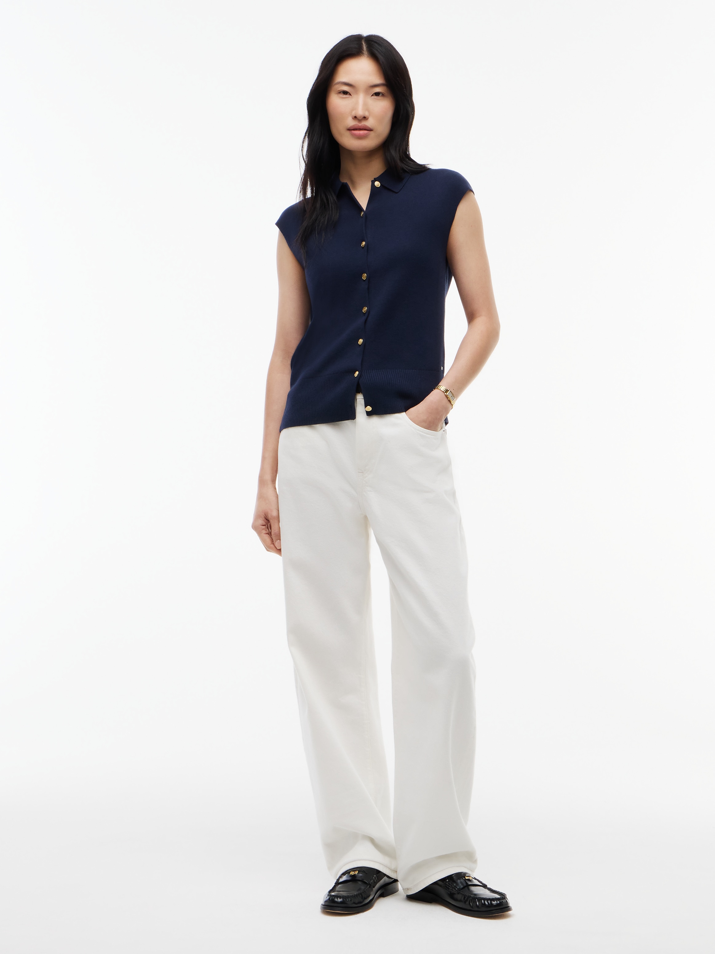Tommy Hilfiger Strickweste »COTTON FULL NEEDLE POLO VEST« Baumwollmischung