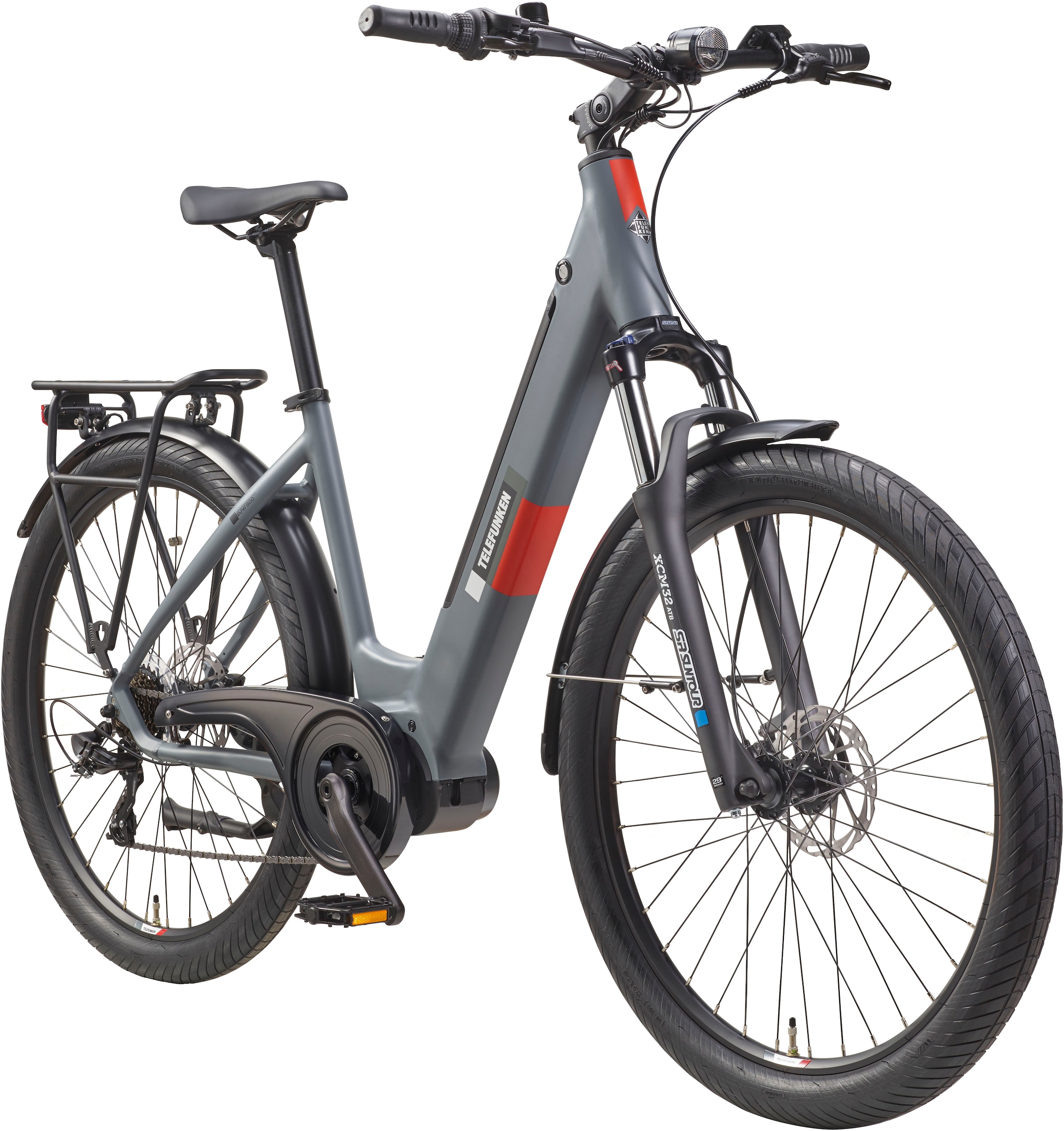 Telefunken E-Bike »SUV500«, 7 Gang, Shimano, Mittelmotor 250 W, (27,5 Zoll, Straßenzulassung, Scheibenbremsen), Pedelec, Elektrofahrrad für Damen u. Herren