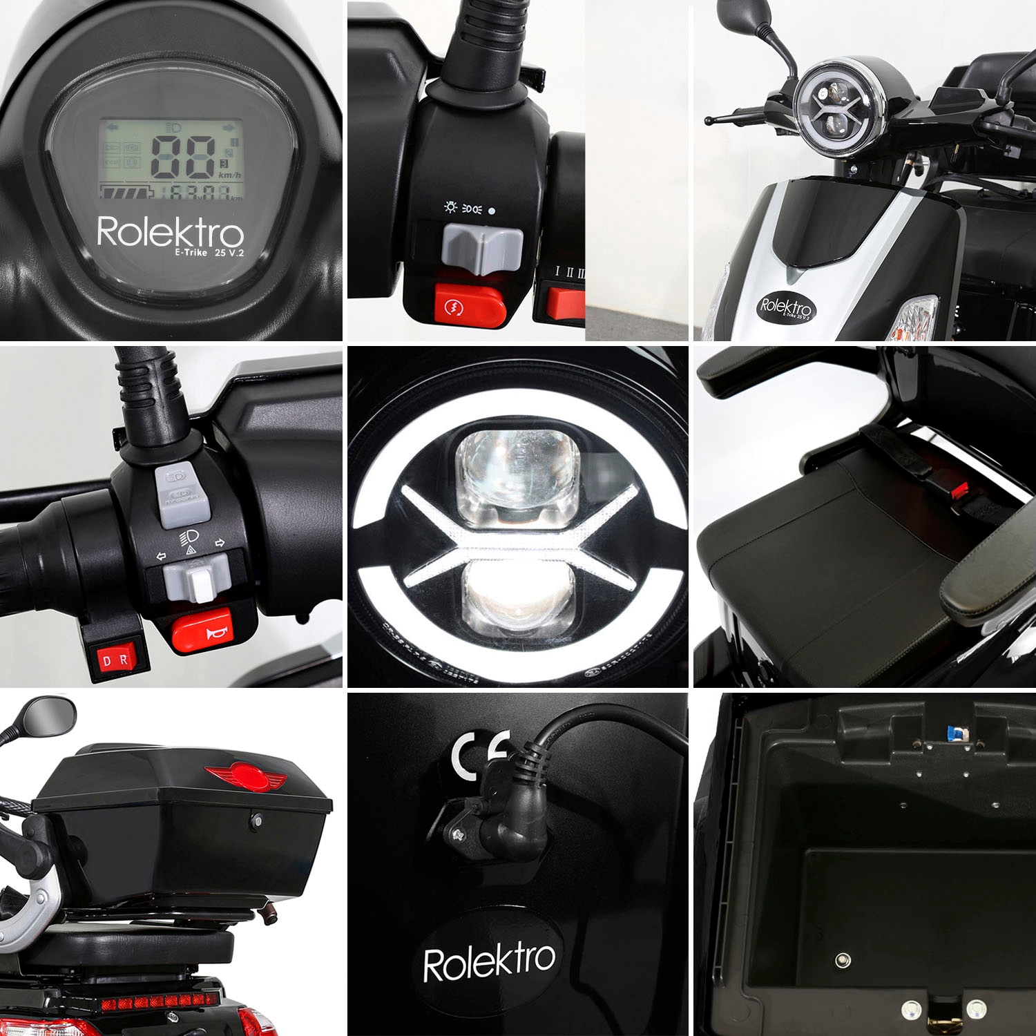Rolektro Elektromobil »E-Trike 25 V.2, Blei-Gel-Akku«, (mit Topcase)