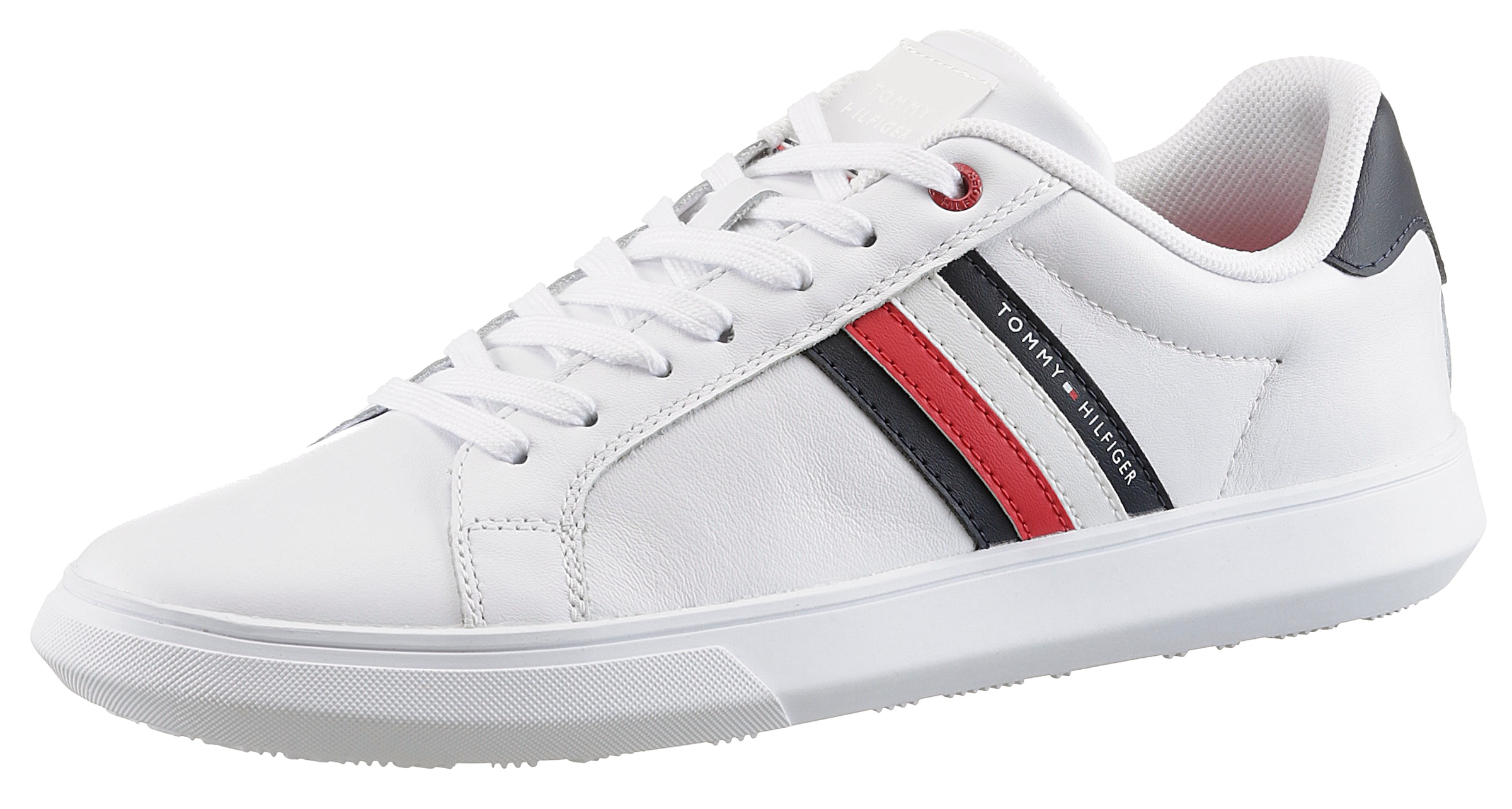 Tommy Hilfiger 1100000002199 "ESSENTIAL LEATHER CUPSOLE", Freizeitschuh, Halbschuh, Schnürschuh mit typischen Streifen