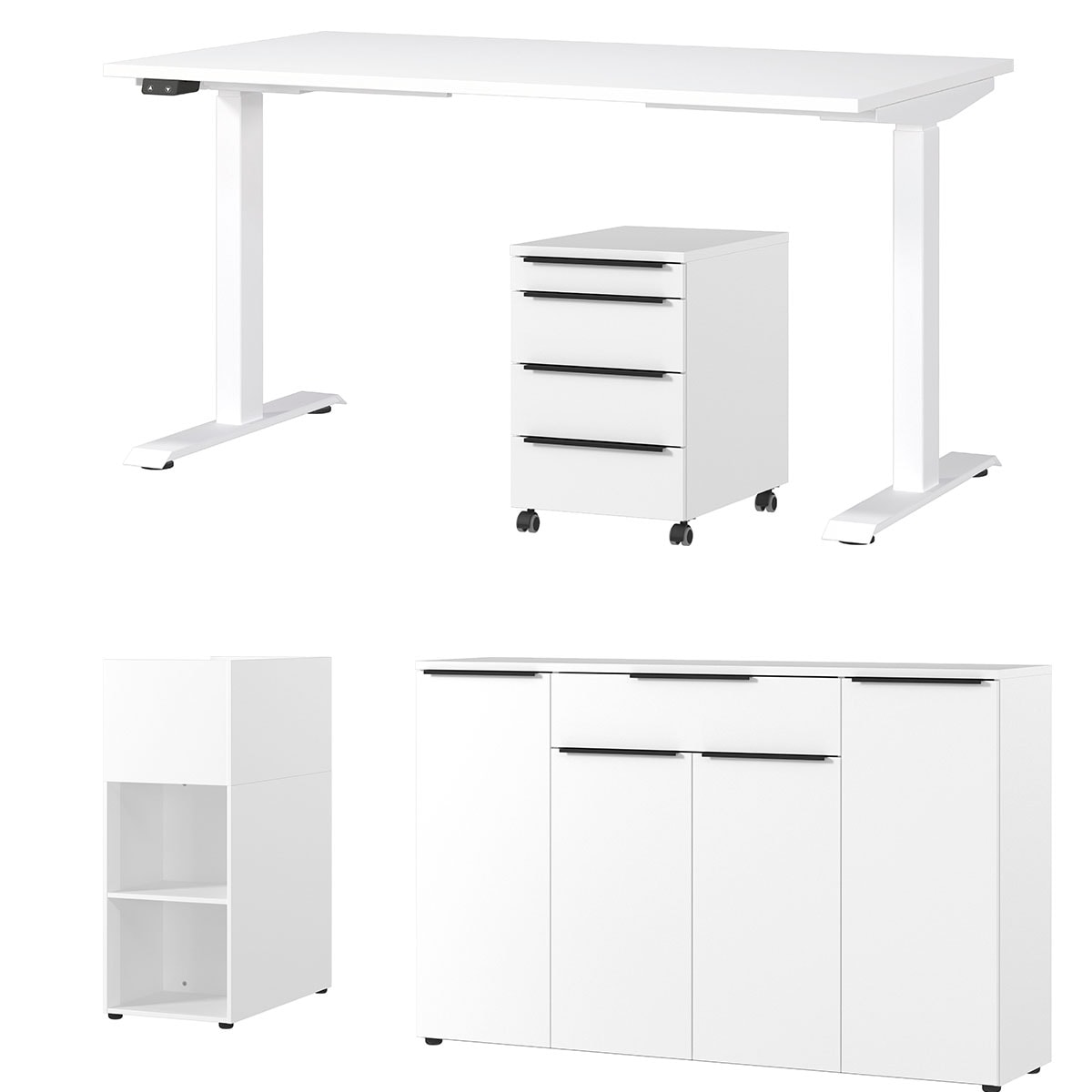 Büromöbel-Set »Mailand«, (4 tlg.), inkl. Schreibtisch, Rollcontainer, Raumteiler und...