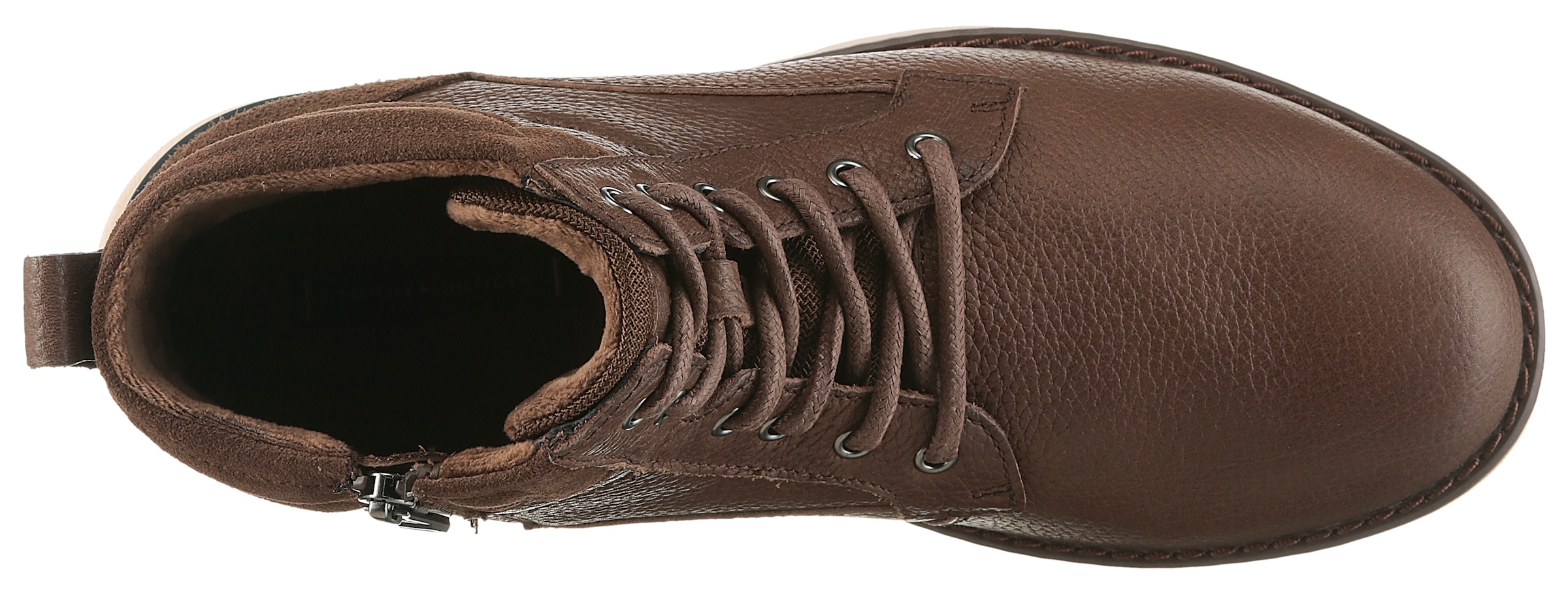 Tommy Hilfiger Schnürboots »CORPORATE W LTH LACE BOOT«, Schnürstiefelette mit Ziernähten und Anziehlasche