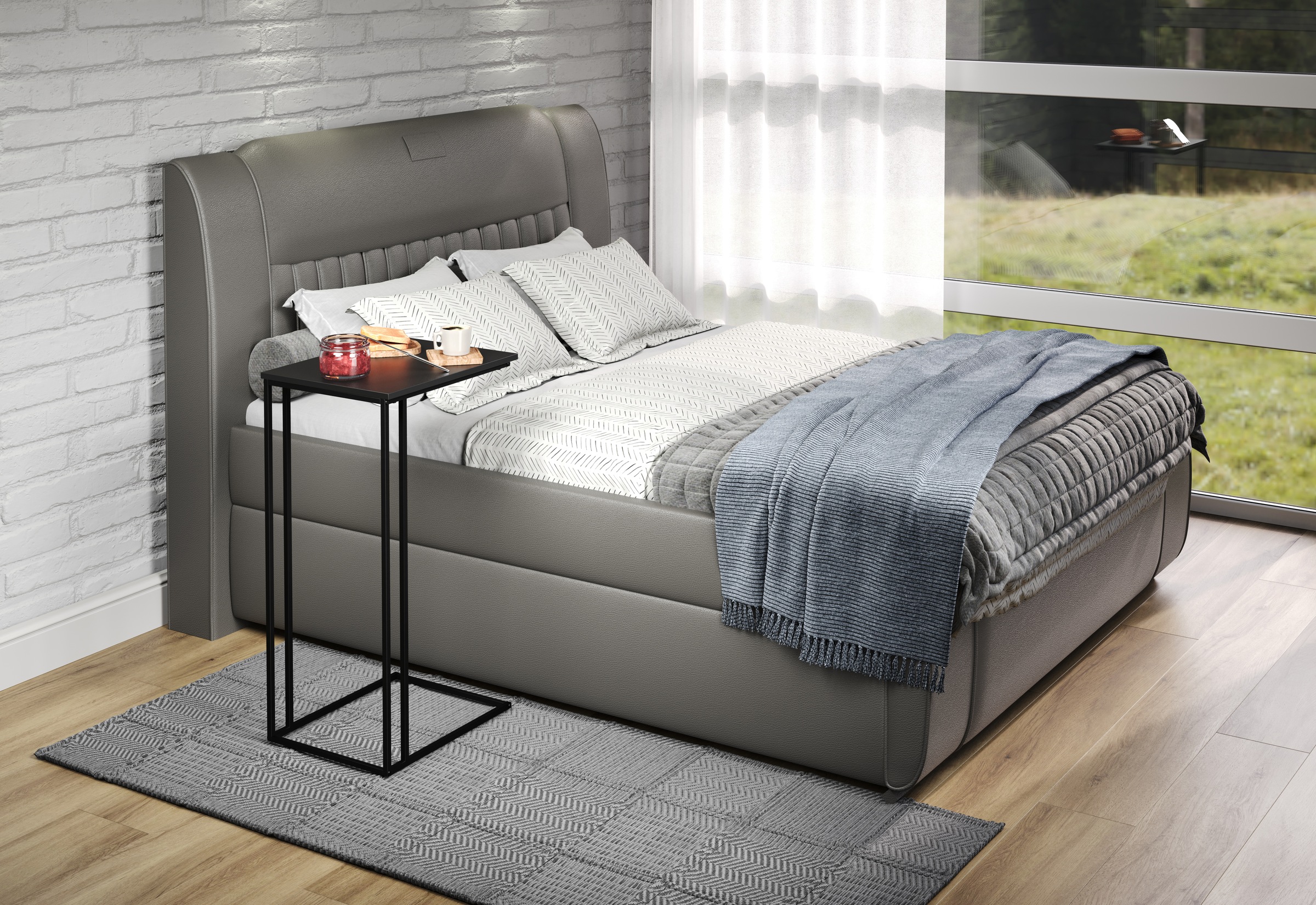 Beistelltisch INOSIGN "Sterling", schwarz (schwarz, schwarz, schwarz), B:50cm H:91cm T:40cm, Tische, Beistelltisch, Nachttisch für ein Boxspringbett - Couchtisch (B/T/H): 50/40/91 cm 3