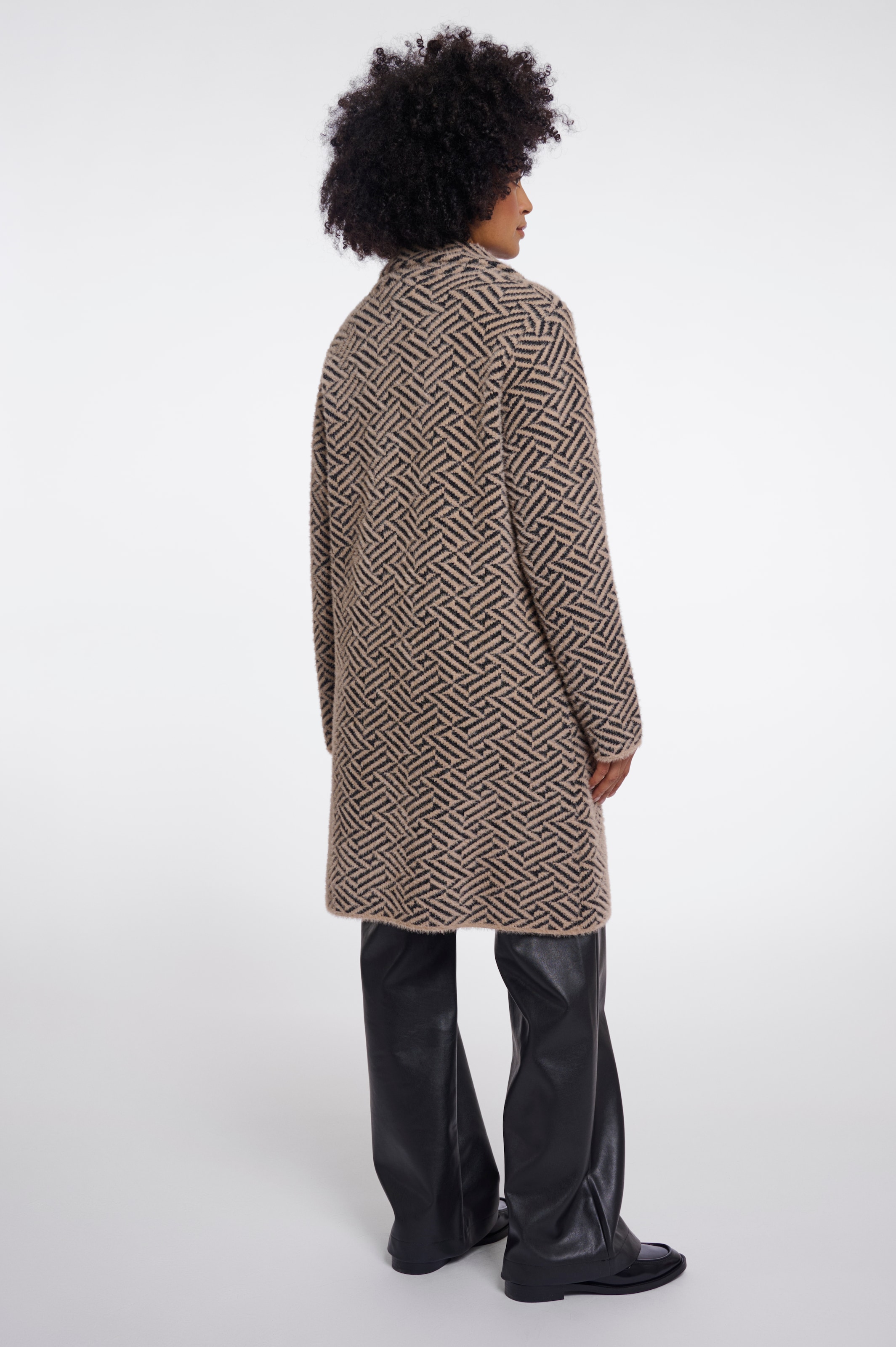 Rino & Pelle Longstrickjacke mit Reverskragen und feinem Muster