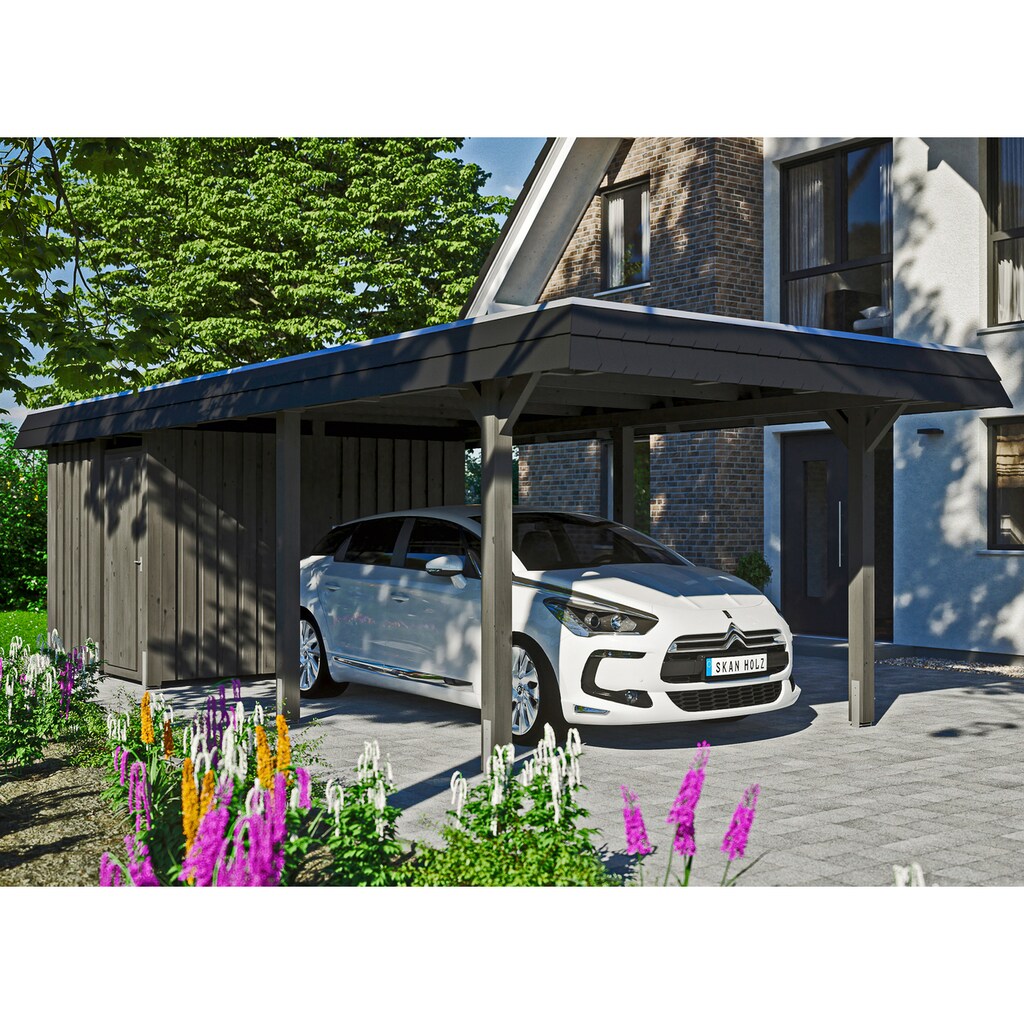 Skanholz Einzelcarport »Wendland«, Leimholz-Nordisches Fichtenholz, 291 cm, dunkelgrau