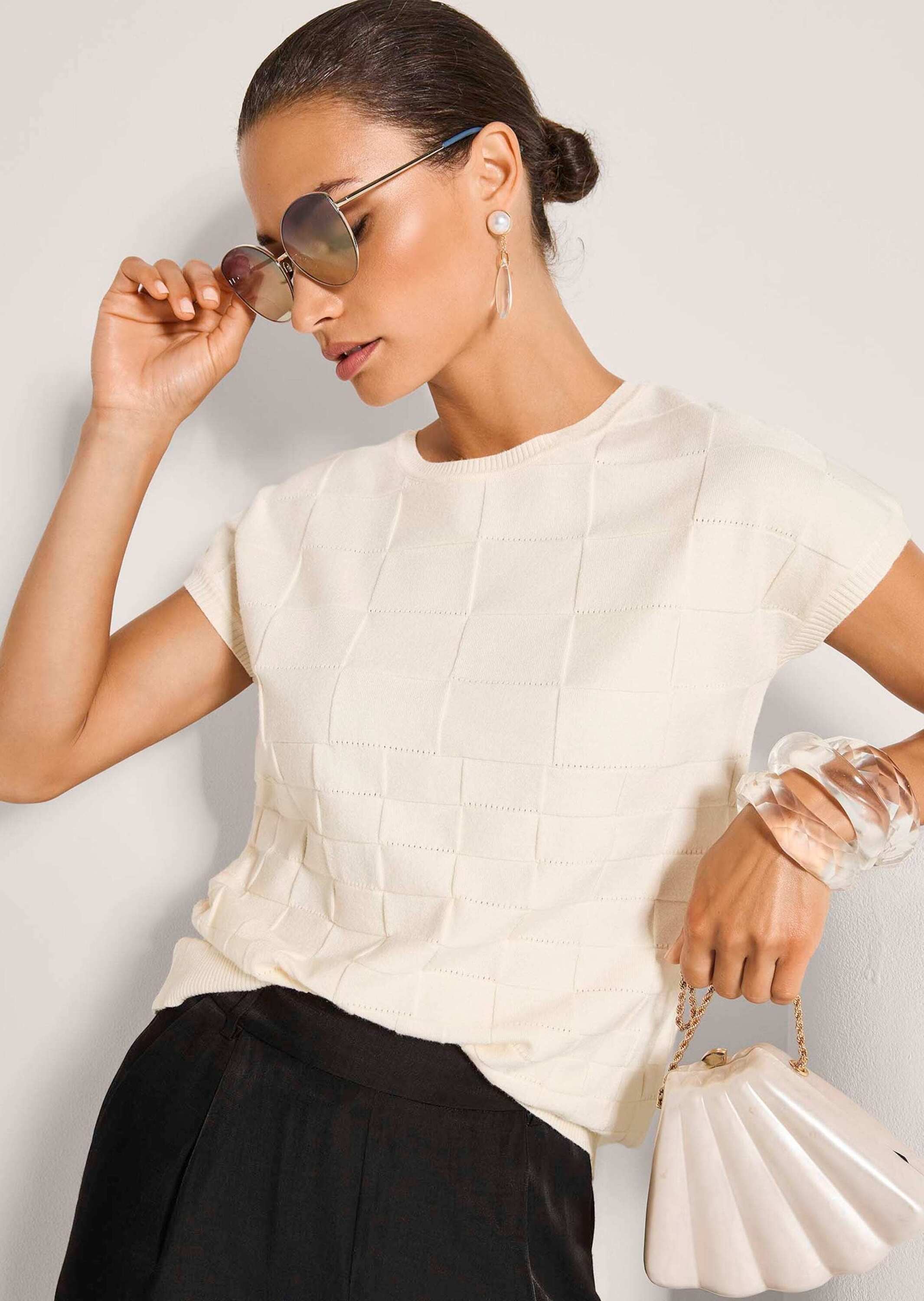 MADELEINE Longpullover »Stricktop Strukturpullover mit grafischem Muster« Strukturstrick