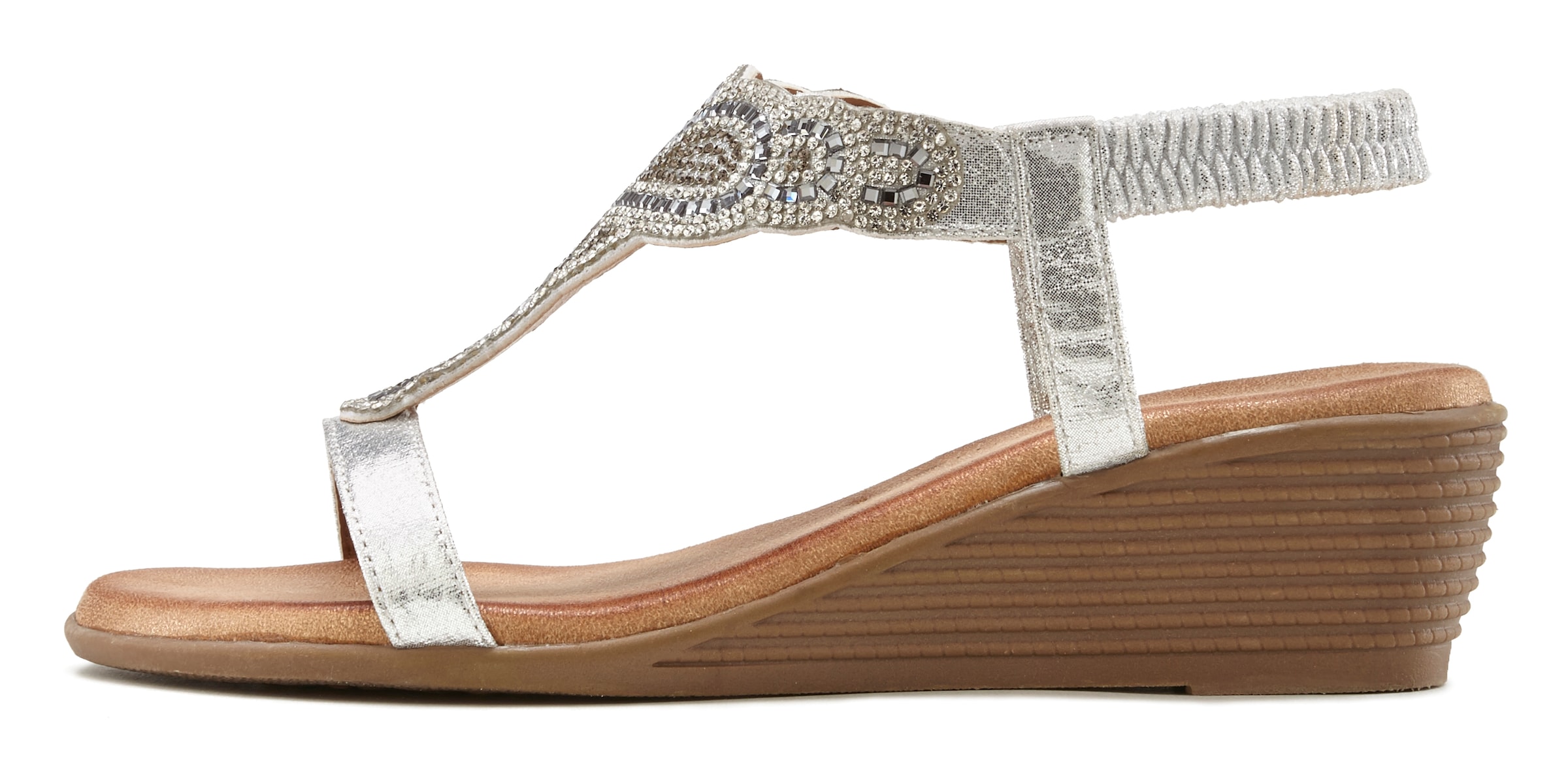 LASCANA Sandalette »Sommerschuh«, Sandale, Sommerschuh mit leichtem Keilabsatz und Glitzer-Steinchen