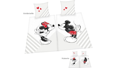 Partnerbettwäsche »Disney's Mickey und Minnie Mouse in Gr. 135x200 cm«, Bettwäsche aus...