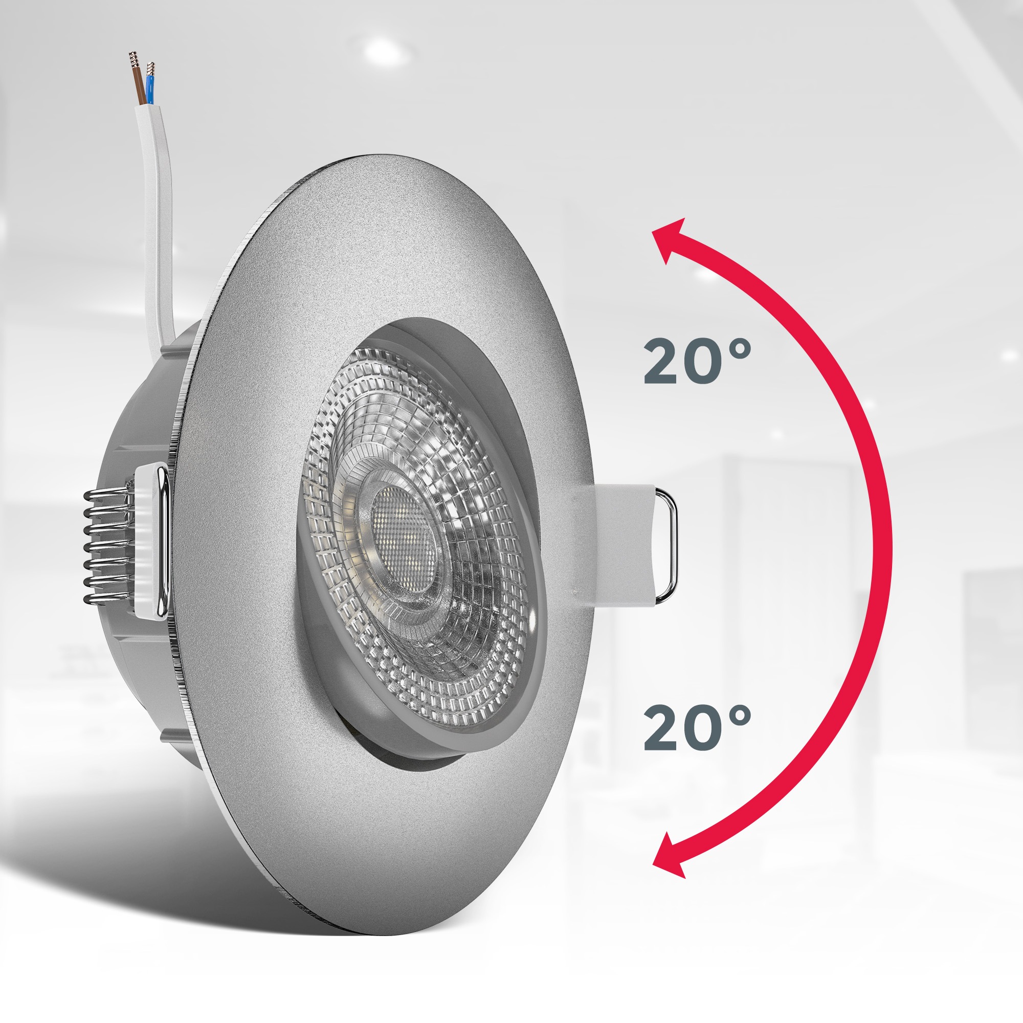 B.K.Licht ultraflache LED Einbauleuchte 6er-Set, LED Modul 4,9 Watt, 480 Lumen, 3.000 Kelvin, warmweißes Licht, nicht dimmbar, schwenkbar, IP23