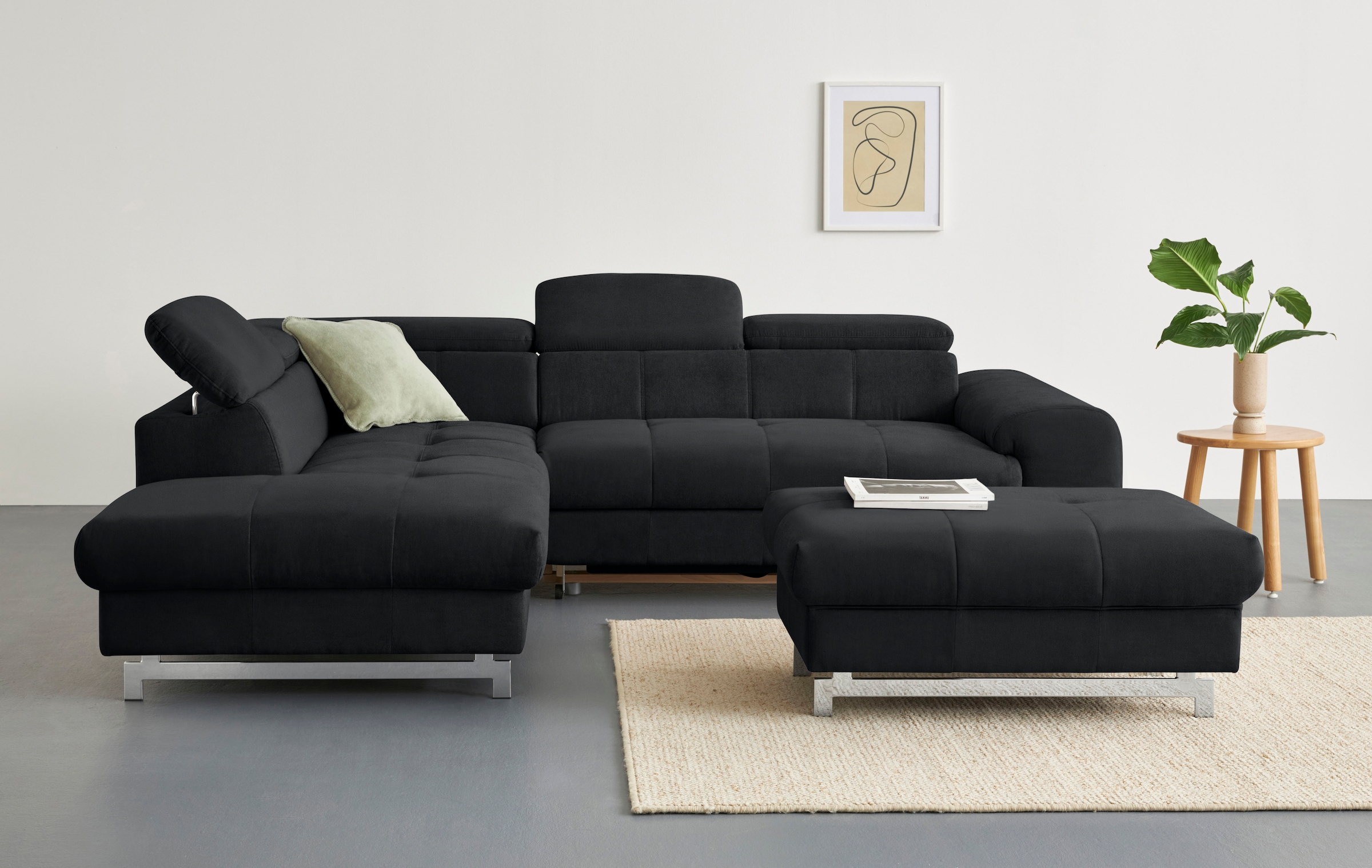 COTTA Ecksofa "Chef L-Form", mit Kopfteilverstellung, edle Metallkufen, wah günstig online kaufen