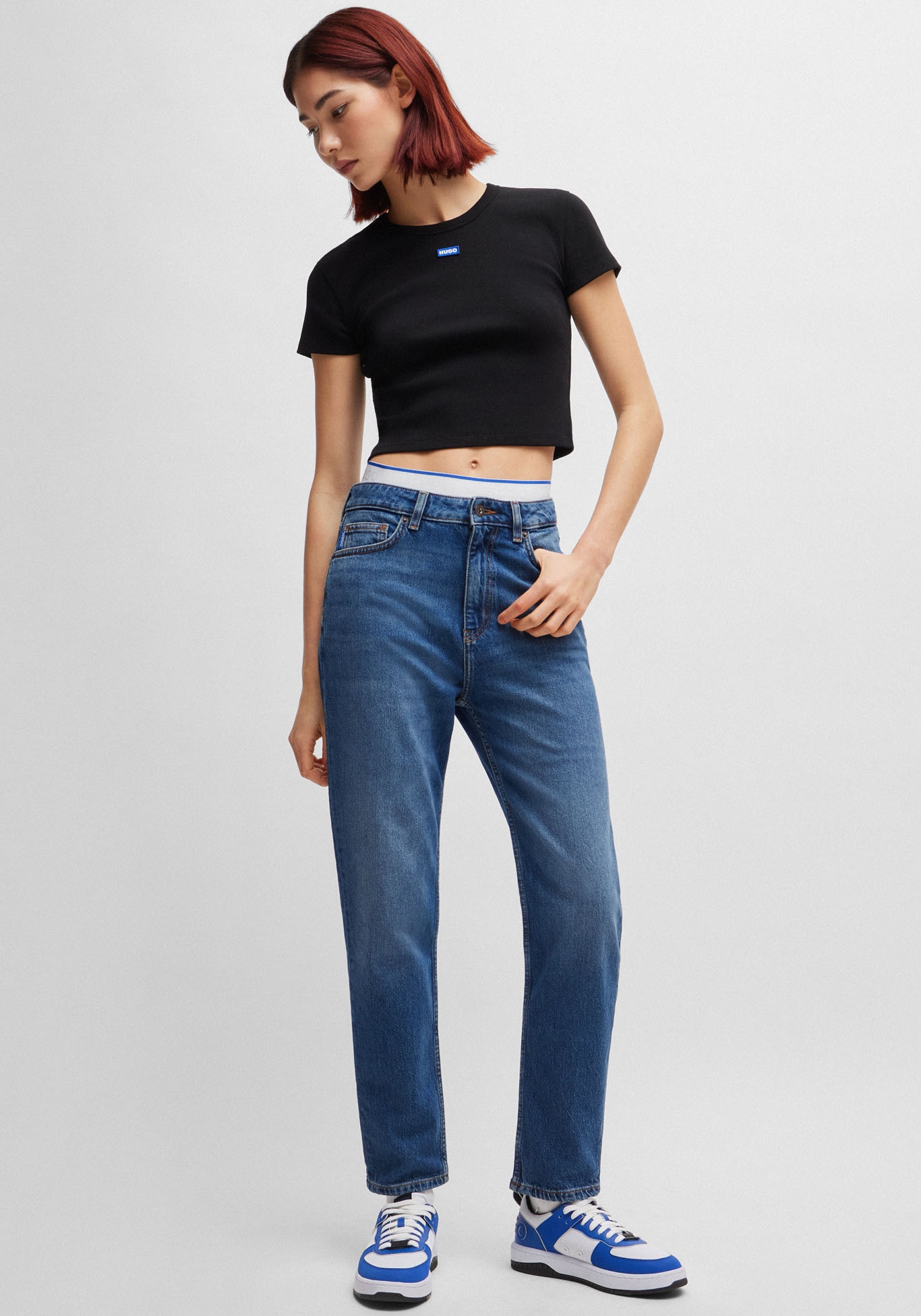 HUGO Blue Mom-Jeans »Noe«, Straight Fit Jeans mit hoher Leibhöhe
