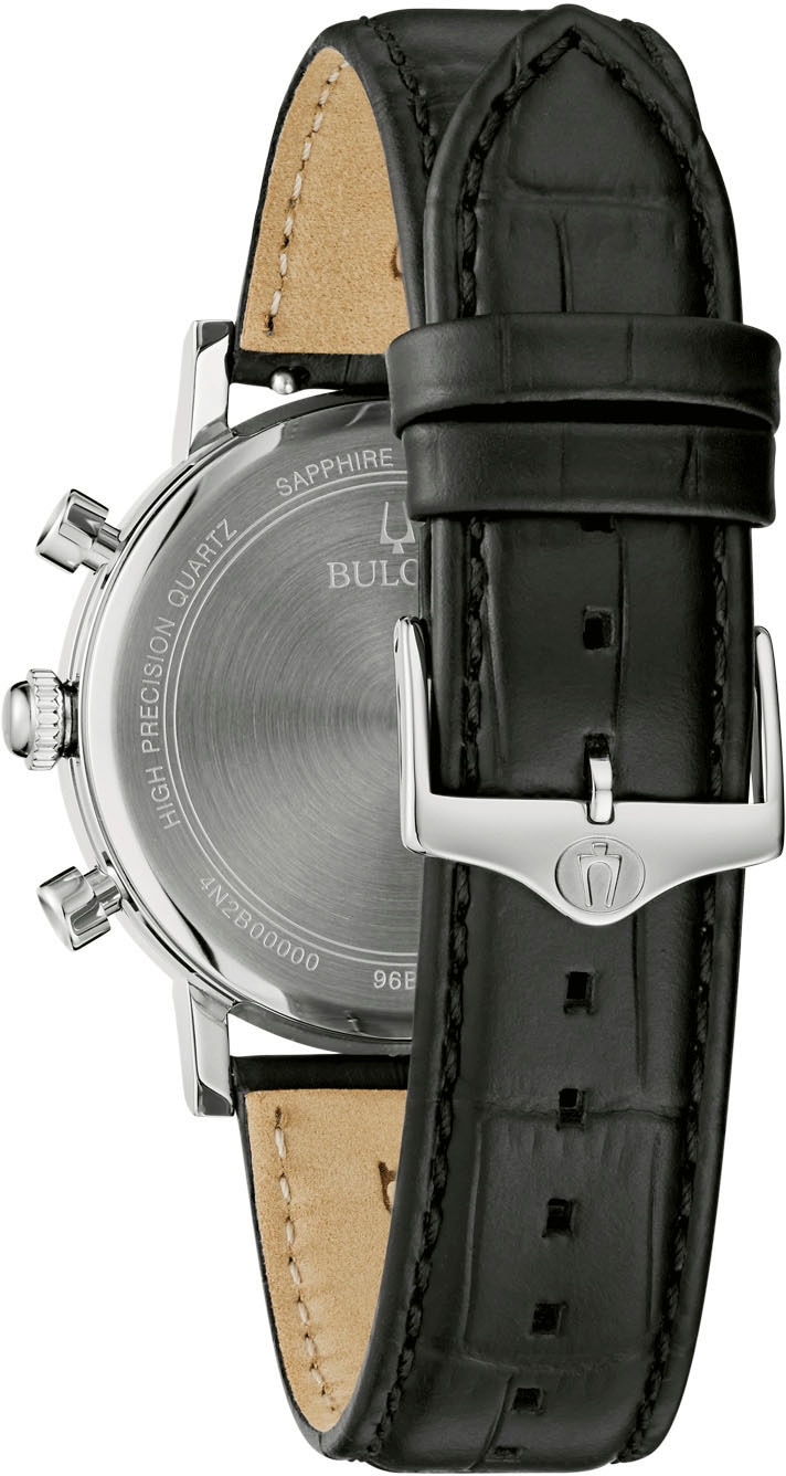 Bulova Chronograph, Quarzuhr, Armbanduhr, Herrenuhr, Lederarmband, analog, Tag