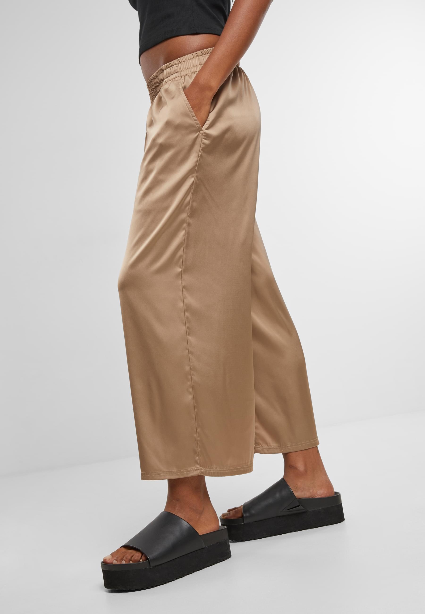 URBAN CLASSICS Stoffhose »Urban Classics Ladies Satin Wide Leg Culotte«, (1 tlg.)
