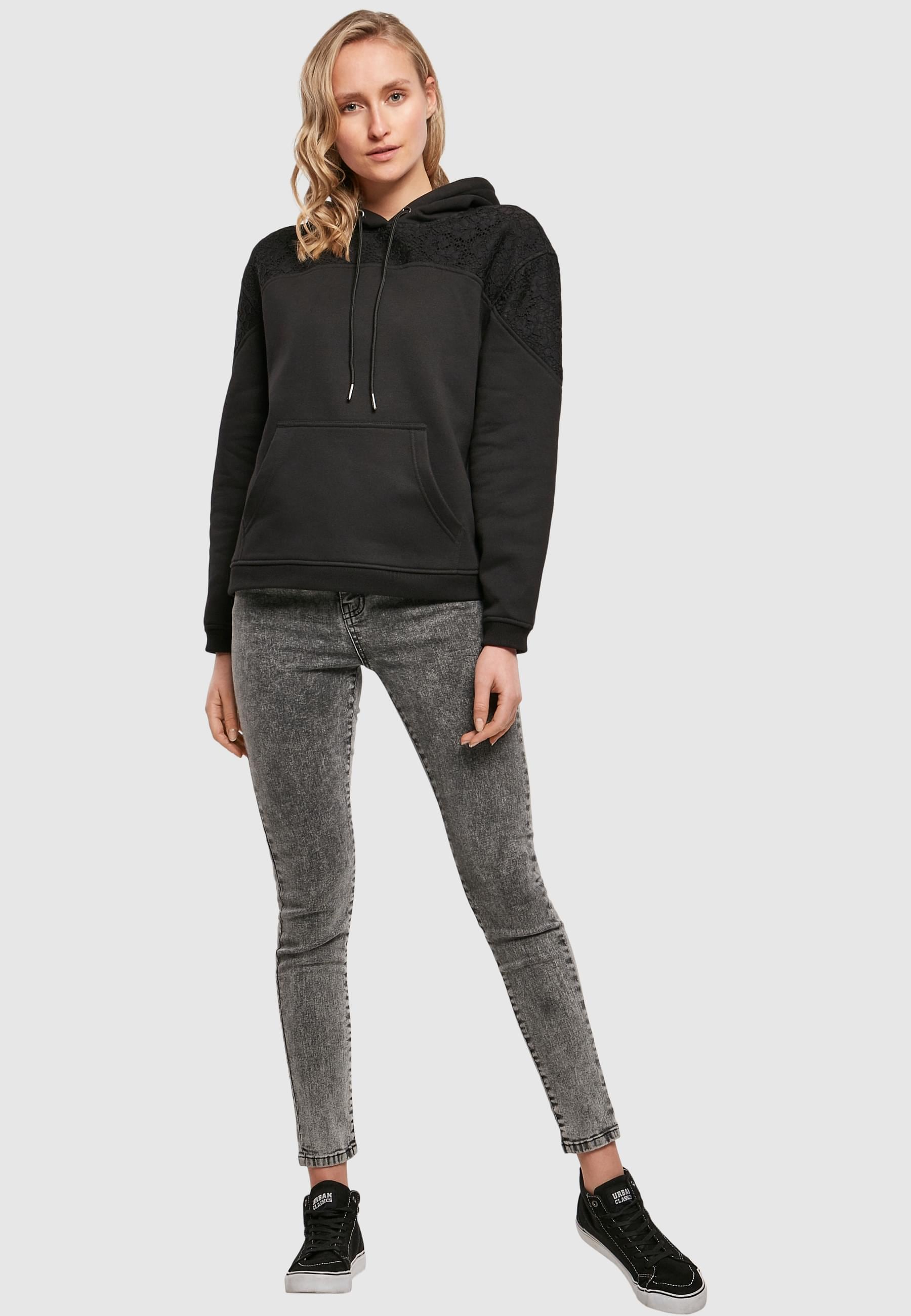 URBAN CLASSICS Kapuzenpullover »Urban Classics Damen Ladies Lace Inset Hoody«, (1 tlg.)