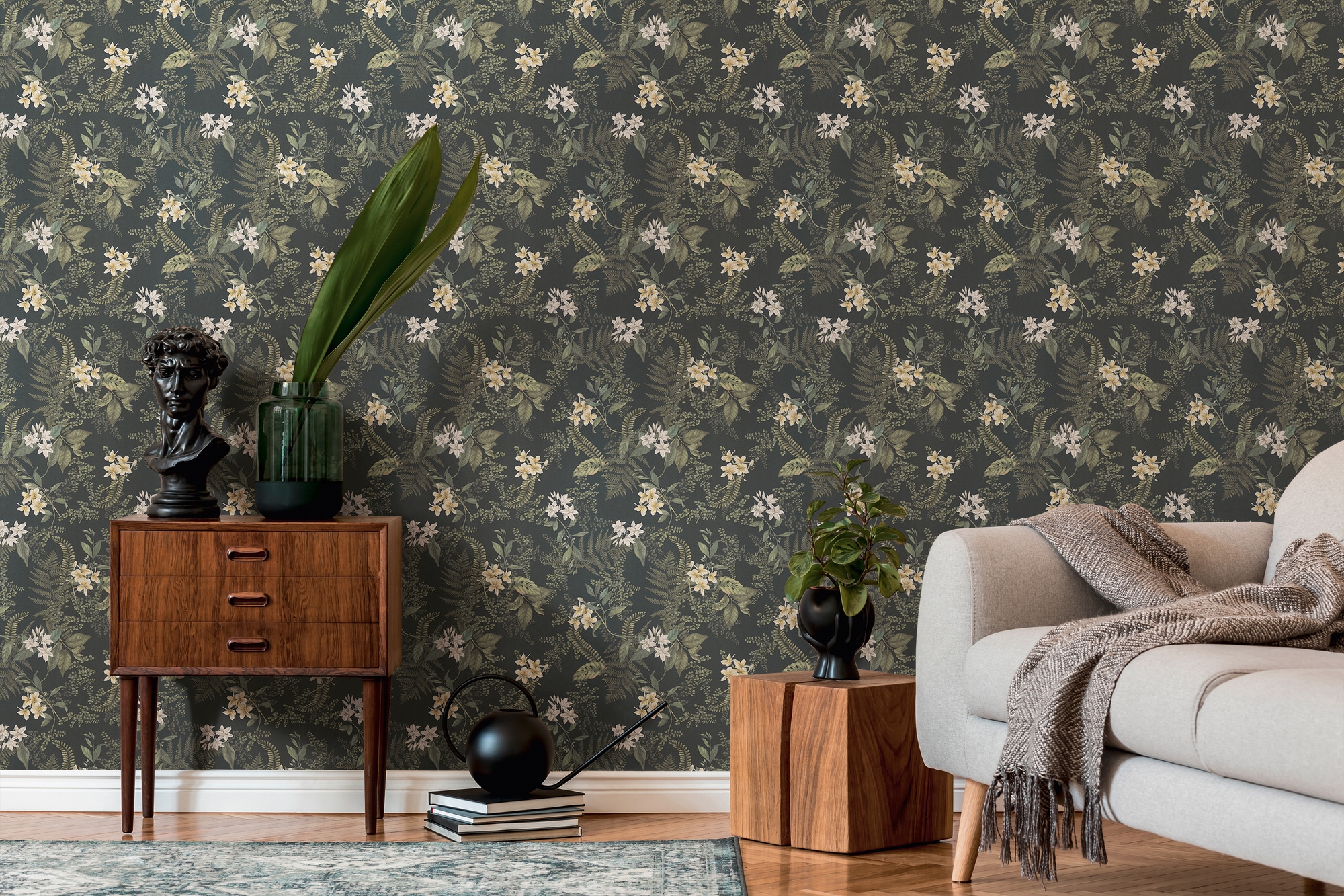 Living Walls Vliestapete "Drawn Into Nature Pflanzen-Tapete Mustertapete Floral Natur" Matt Strukturiert Vliestapete Blätter Für Schlafzimmer Küche