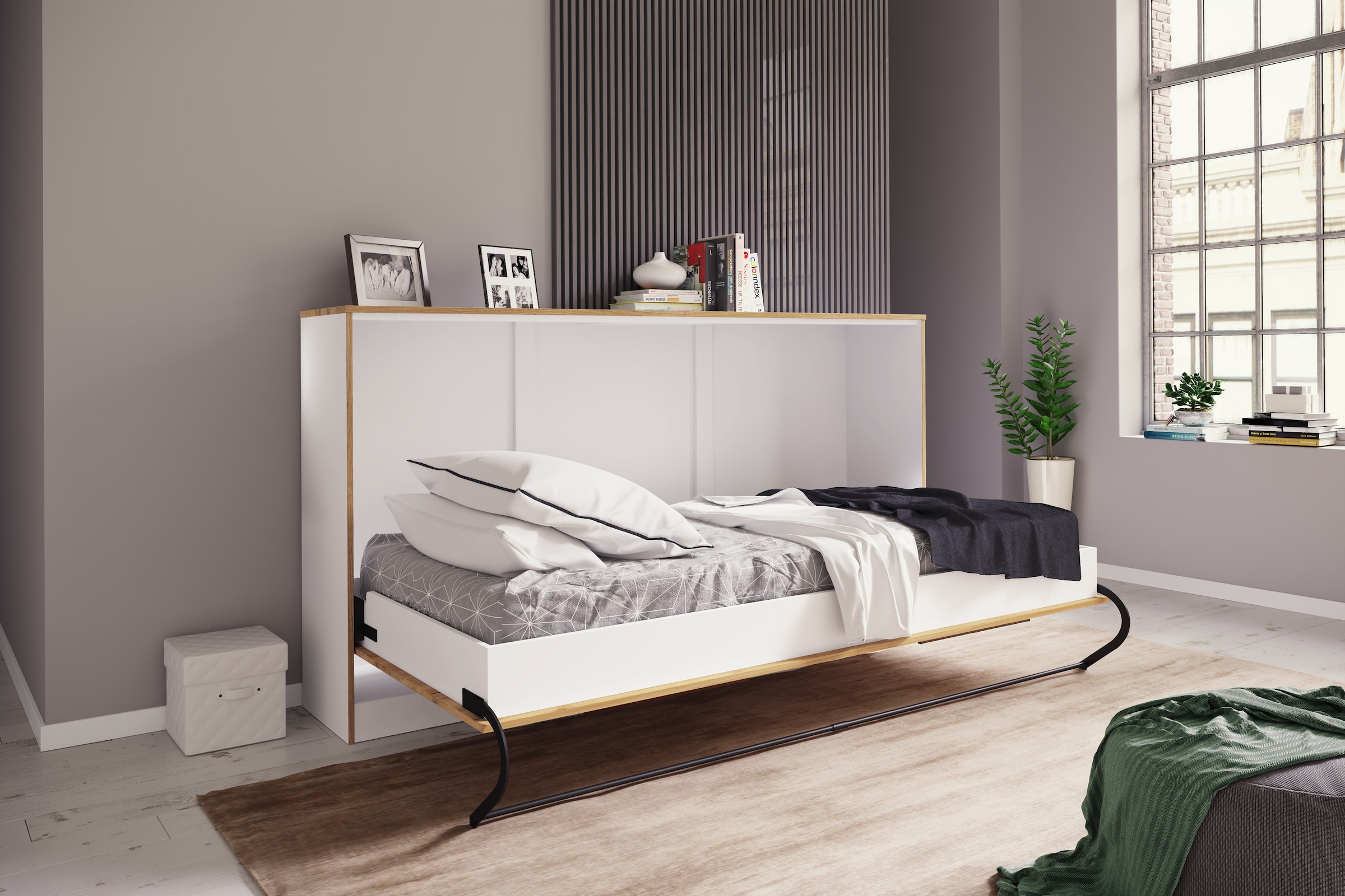 VCM Stauraumschrank »Schrankbett, Wandklappbett Lattenrost 90x200 cm« 1 Stk. tlg.